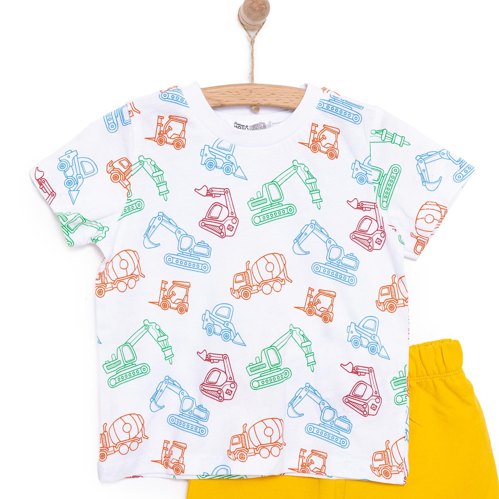 Basic Erkek İş Makinesi Desenli Şortlu Takım Erkek Bebek