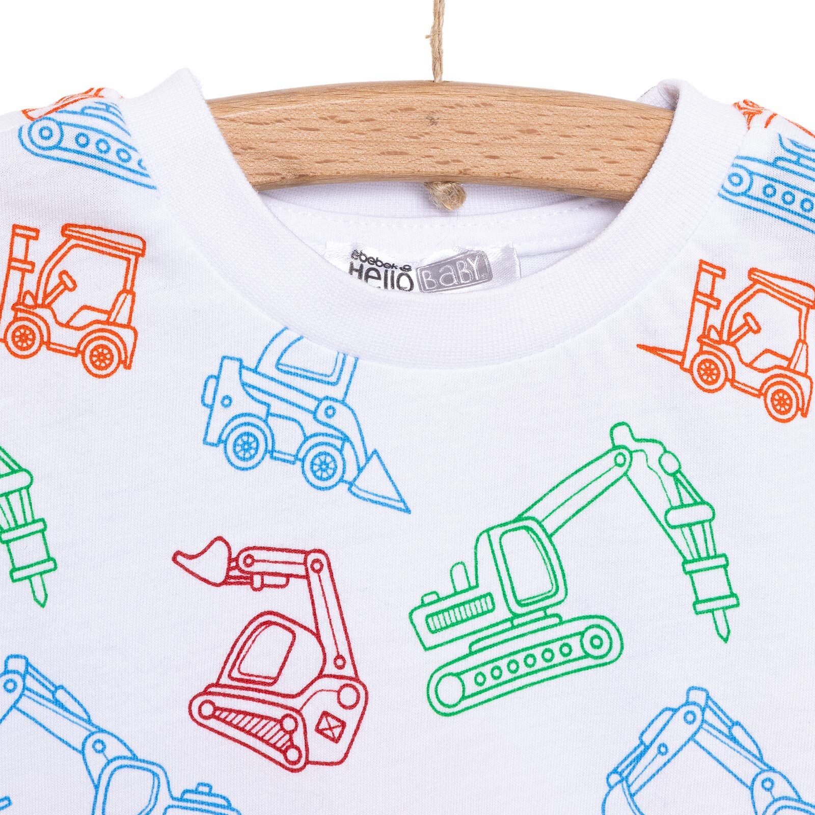 Basic Erkek İş Makinesi Desenli Şortlu Takım Erkek Bebek