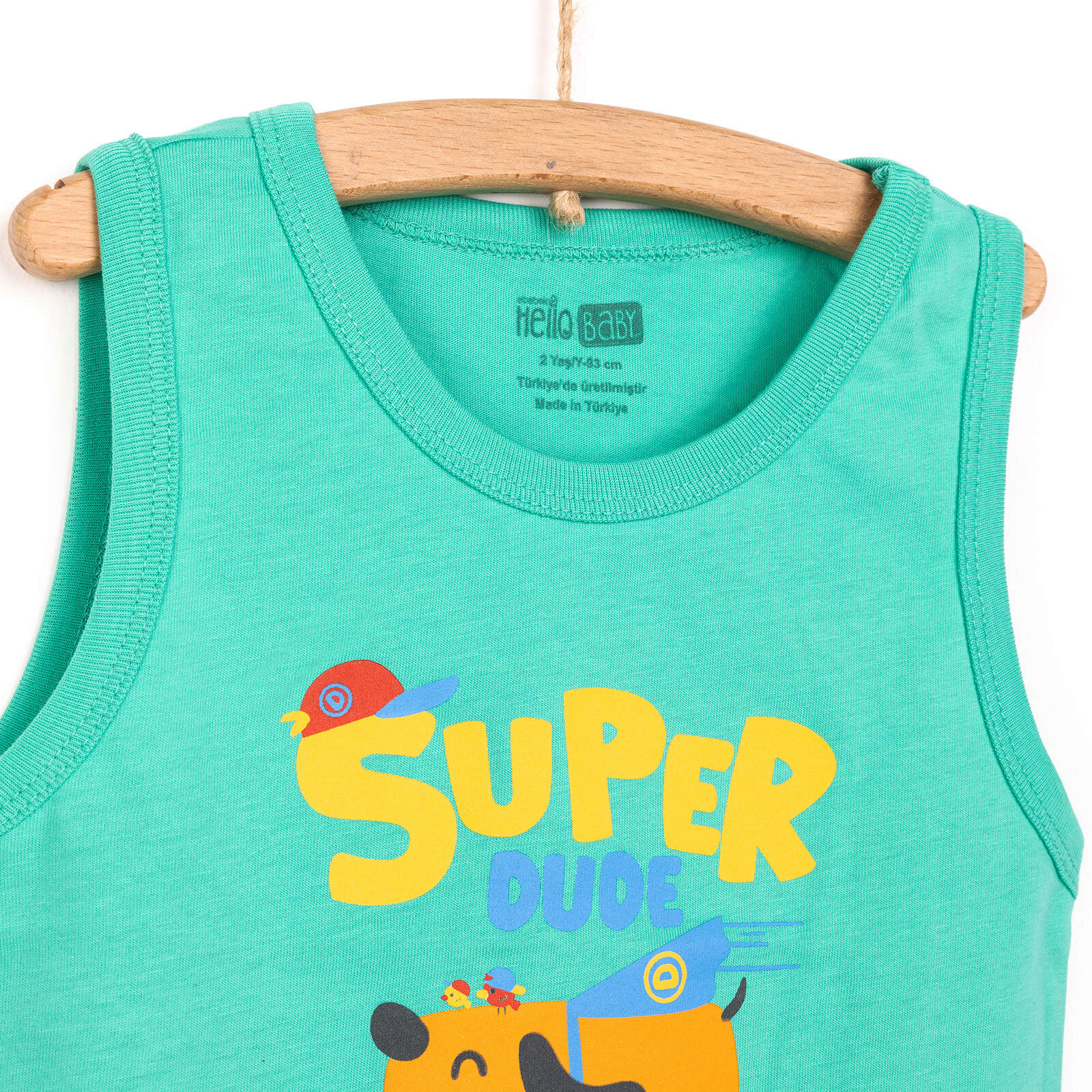 Basic Erkek Süper Köpek Baskılı Atlet Tshirt Erkek Bebek