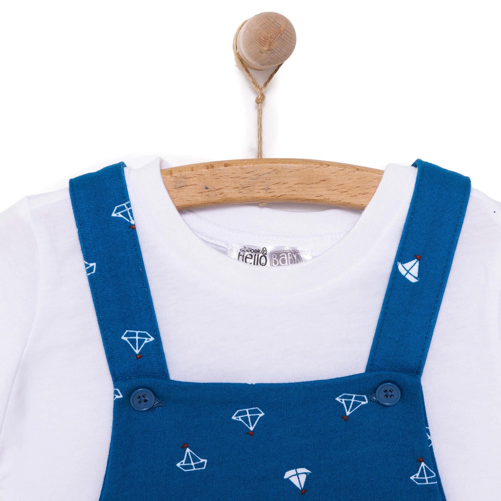 Basic Erkek Yelken Desenli Şort Salopet-Tshirt Takım Erkek Bebek