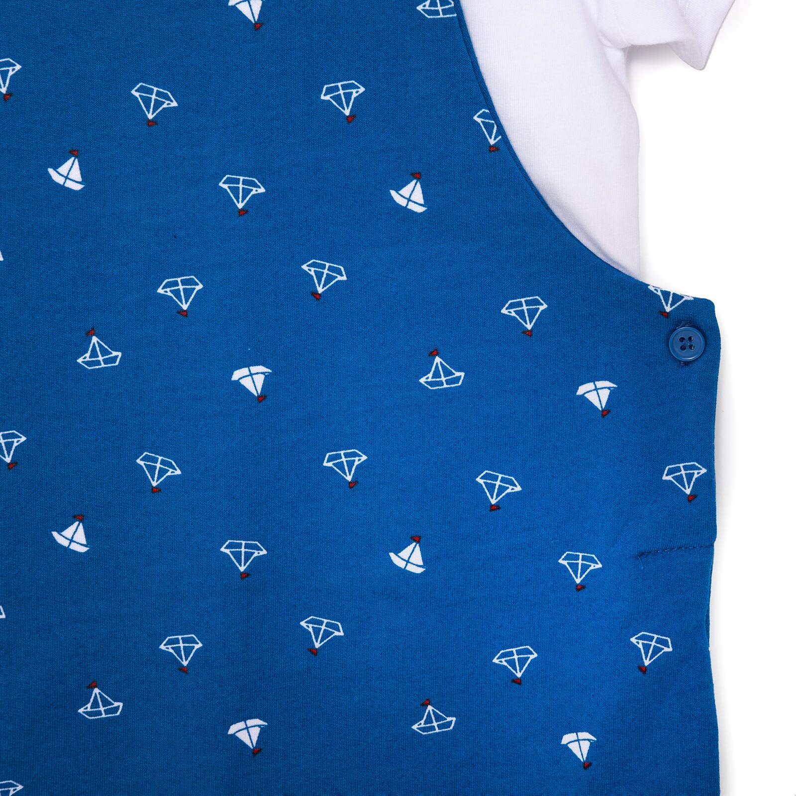 Basic Erkek Yelken Desenli Şort Salopet-Tshirt Takım Erkek Bebek