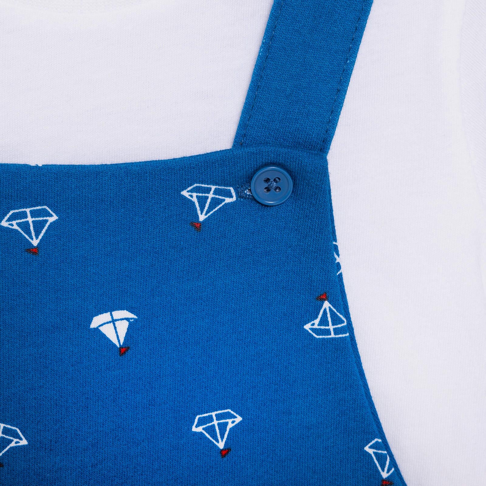 Basic Erkek Yelken Desenli Şort Salopet-Tshirt Takım Erkek Bebek