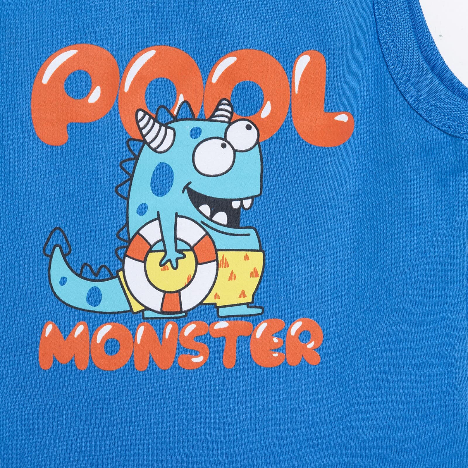 Basic Erkek Yüzücü Canavar Baskılı Atlet Tshirt Erkek Bebek