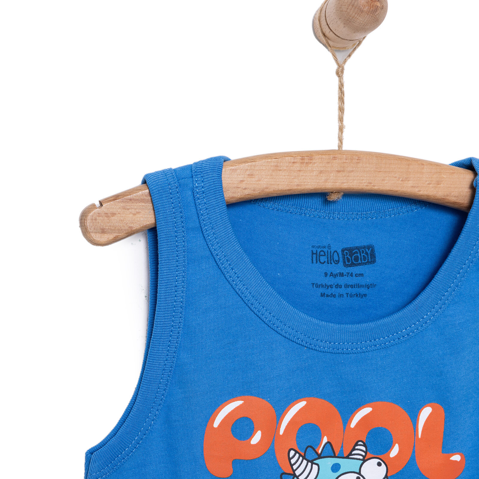 Basic Erkek Yüzücü Canavar Baskılı Atlet Tshirt Erkek Bebek