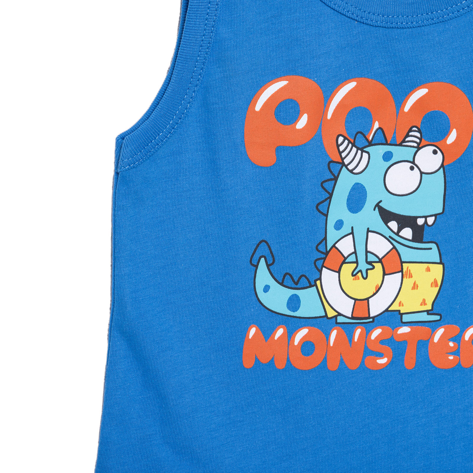 Basic Erkek Yüzücü Canavar Baskılı Atlet Tshirt Erkek Bebek