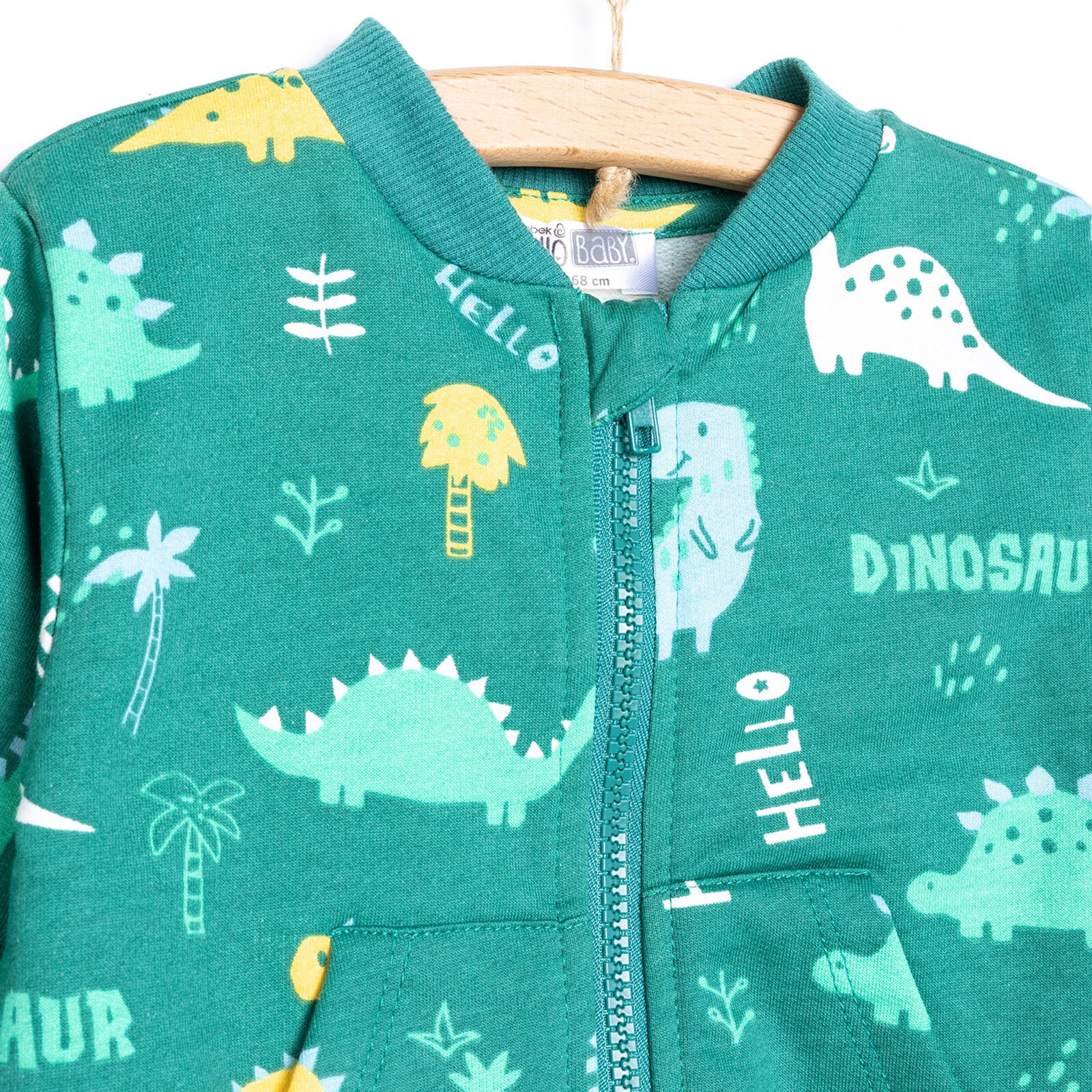 Erkek Bebek Eşofman Takım İki İplik Fermuarlı Dinazor Desen Bisiklet Yaka Uzun Kol