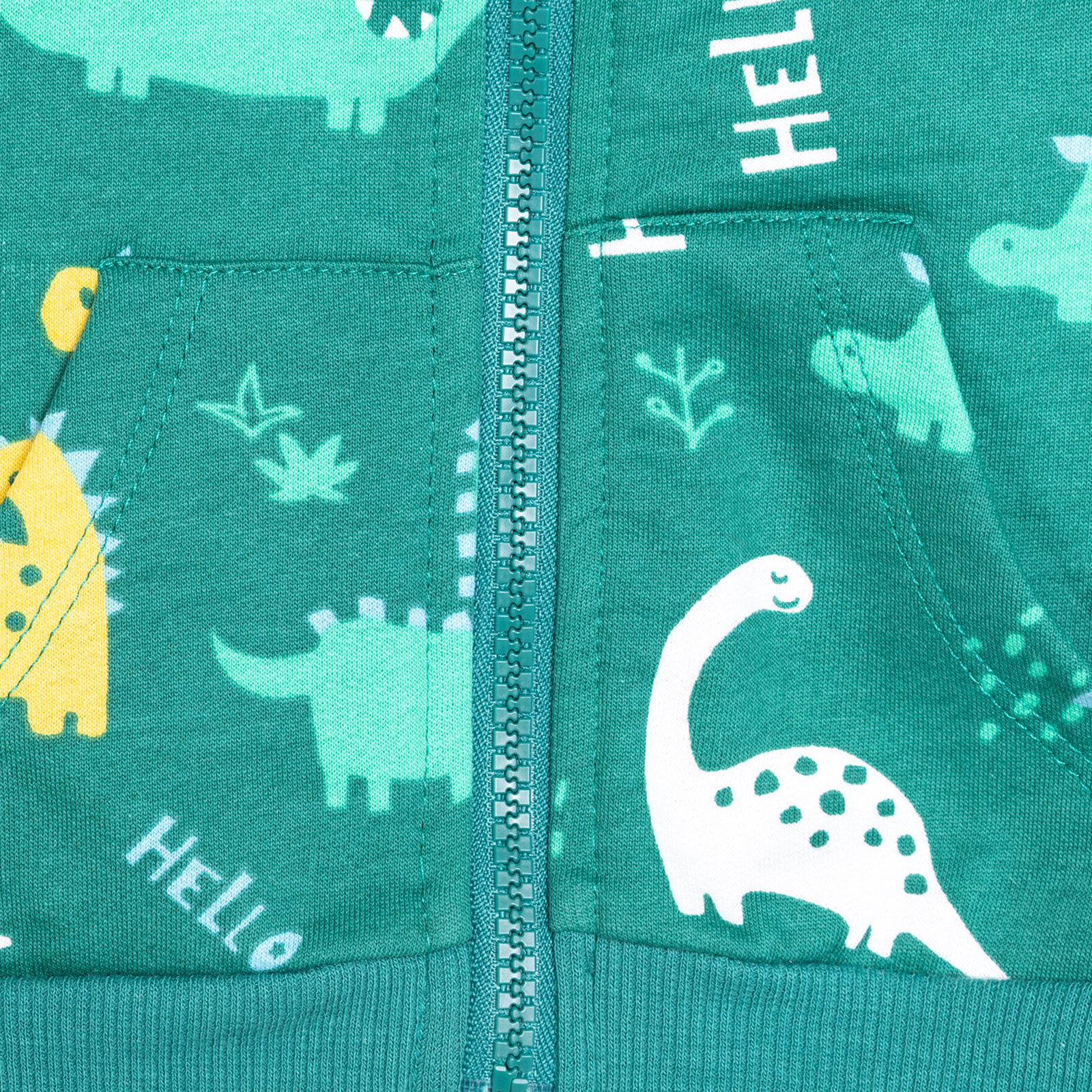 Erkek Bebek Eşofman Takım İki İplik Fermuarlı Dinazor Desen Bisiklet Yaka Uzun Kol