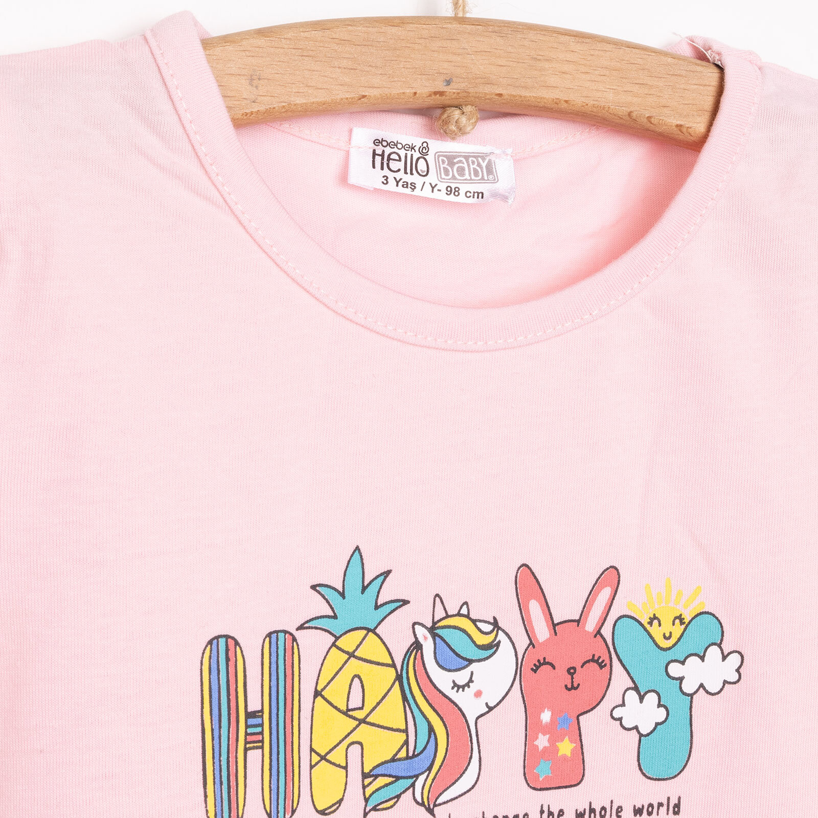 Basic Happy Baskılı Tshirt Kız Bebek