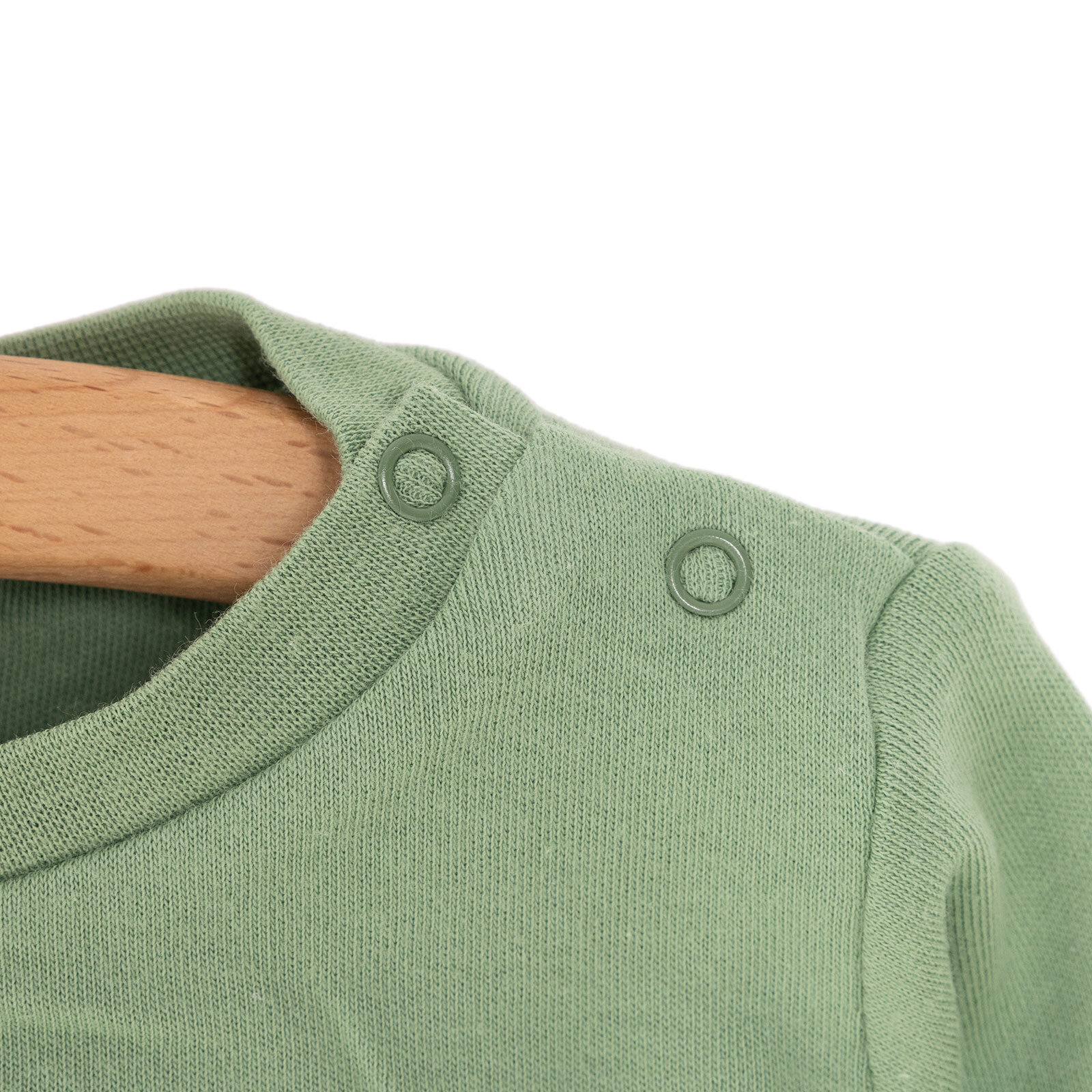 Erkek Bebek Basic Tişört İnterlok Bisiklet Yaka Uzun Kol Yeşil