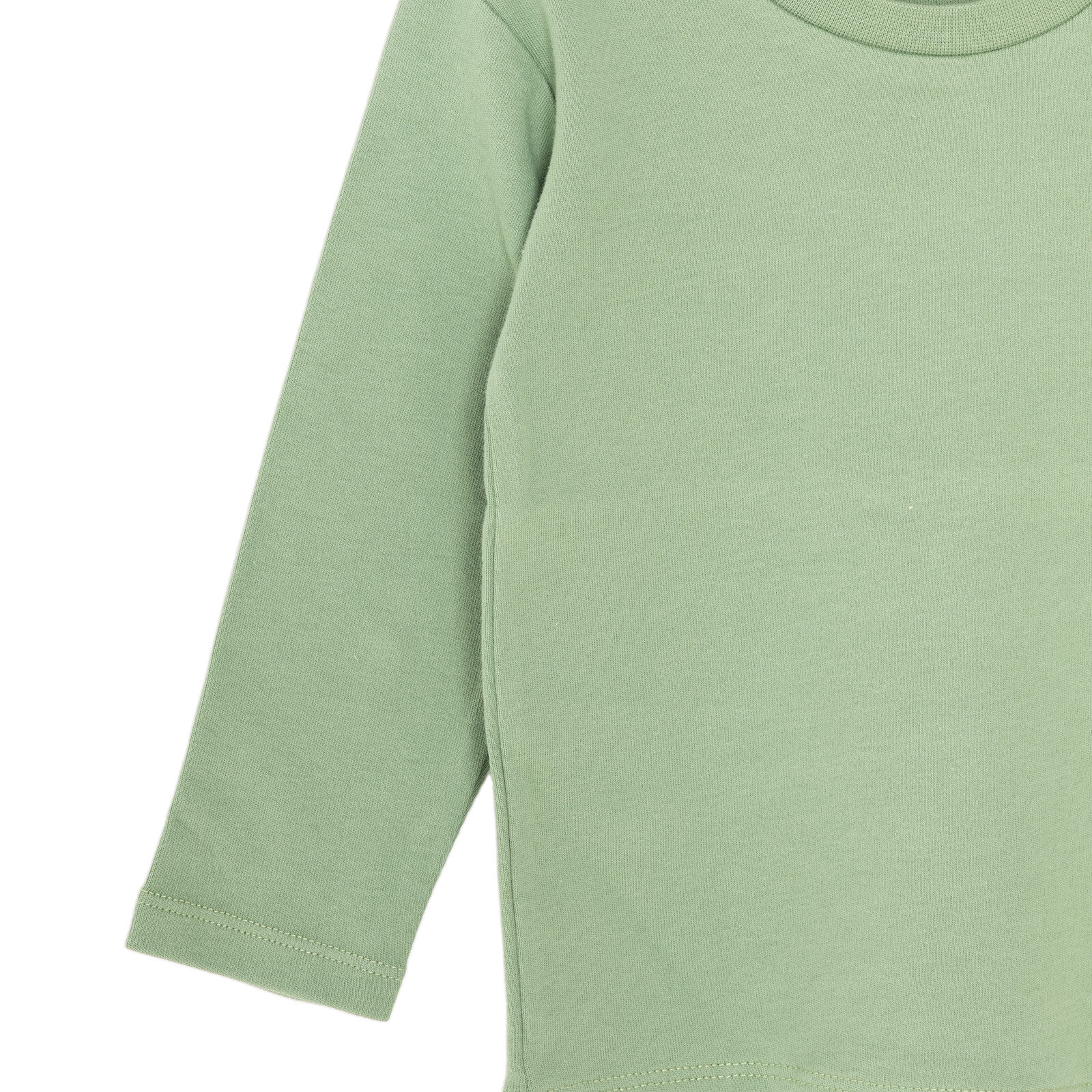 Erkek Bebek Basic Tişört İnterlok Bisiklet Yaka Uzun Kol Yeşil