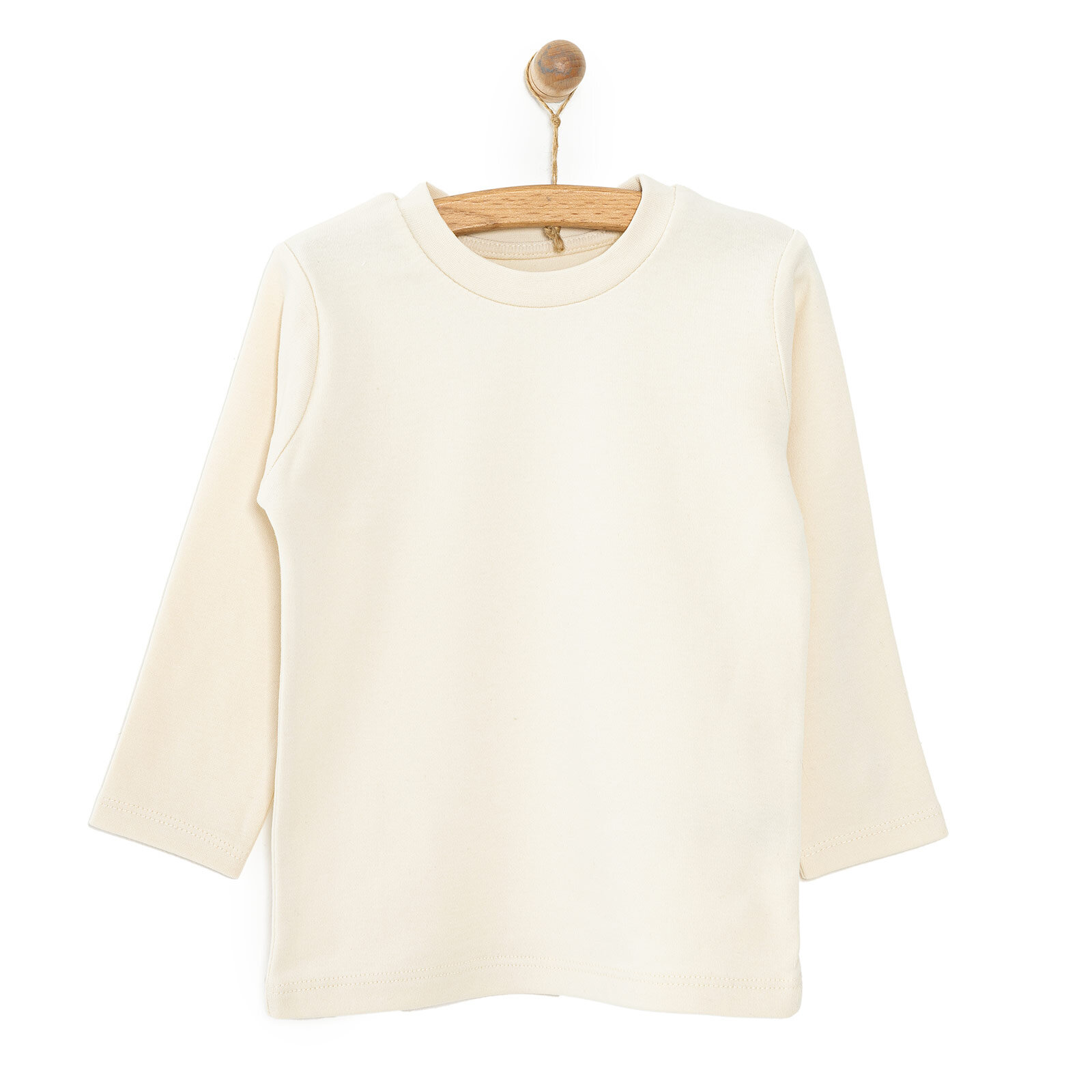 Unisex Bebek Tişört İnterlok Çıtçıtlı Bisiklet Yaka Uzun Kol Beyaz