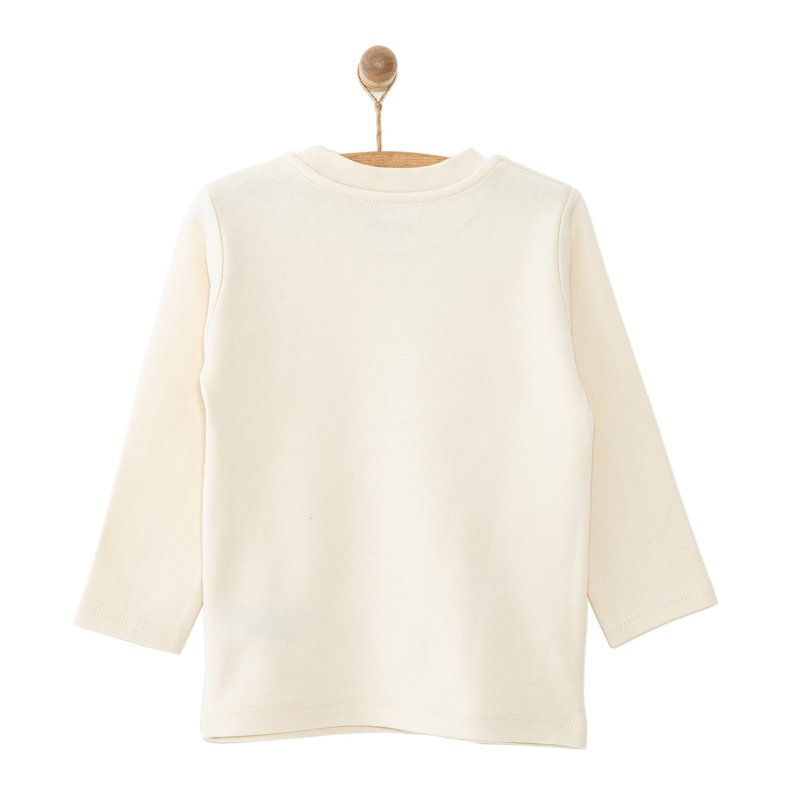 Unisex Bebek Tişört İnterlok Çıtçıtlı Bisiklet Yaka Uzun Kol Beyaz