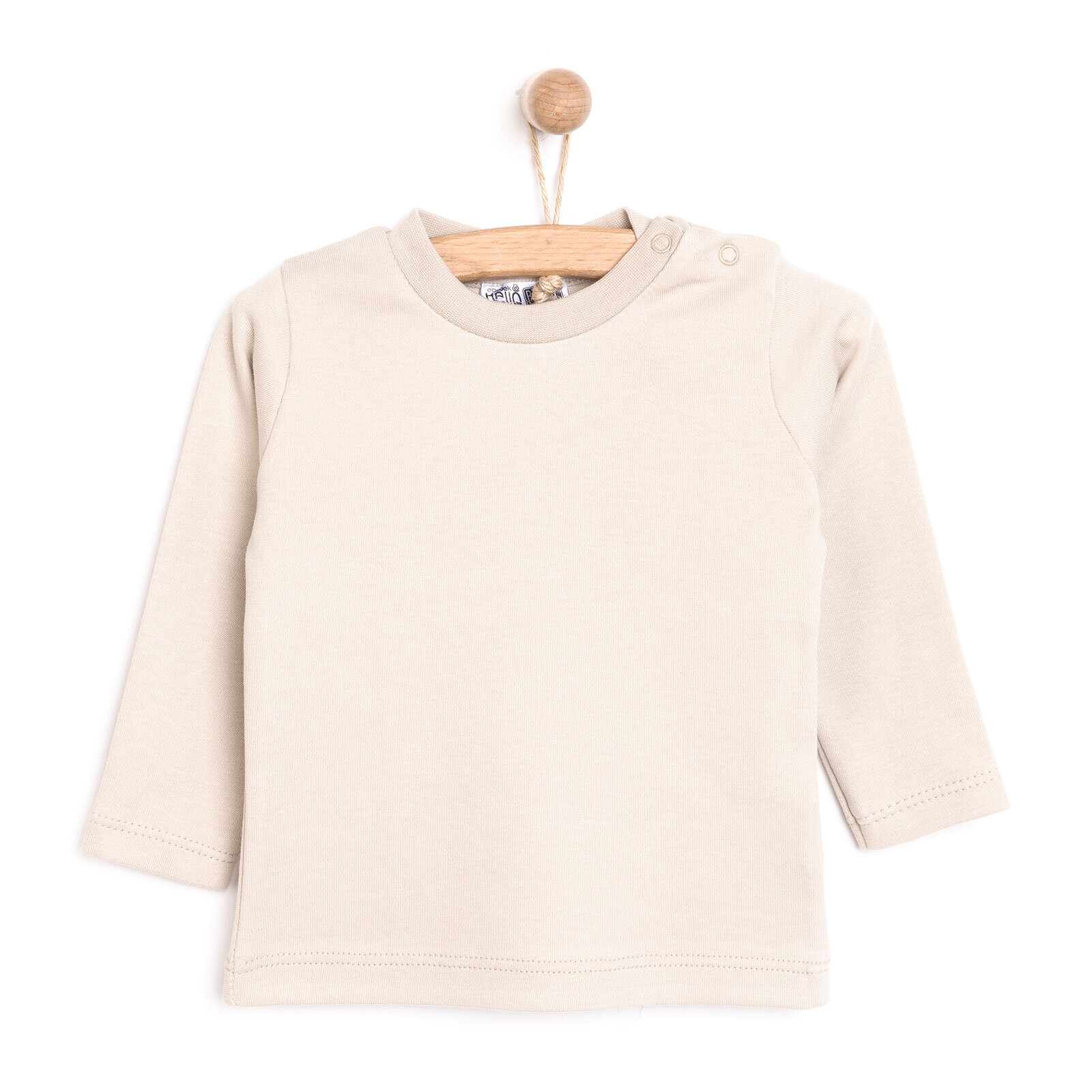 Unisex Tişört İnterlok Çıtçıtlı Bisiklet Yaka Uzun Kol