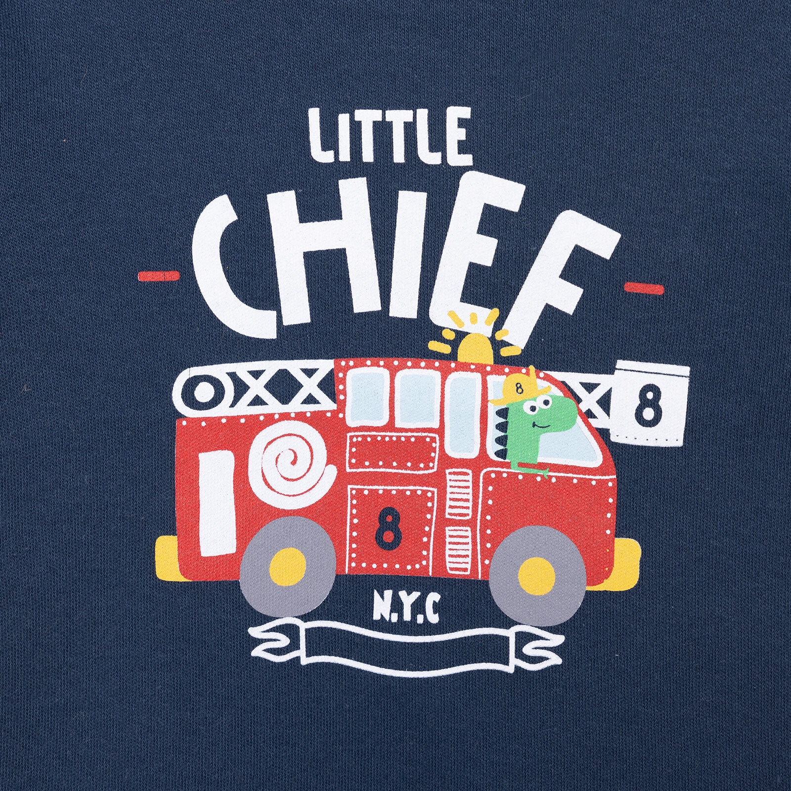 Basic  İtfaiye Araç Desenli İnterlok  Uzun kol Tshirt Erkek Bebek