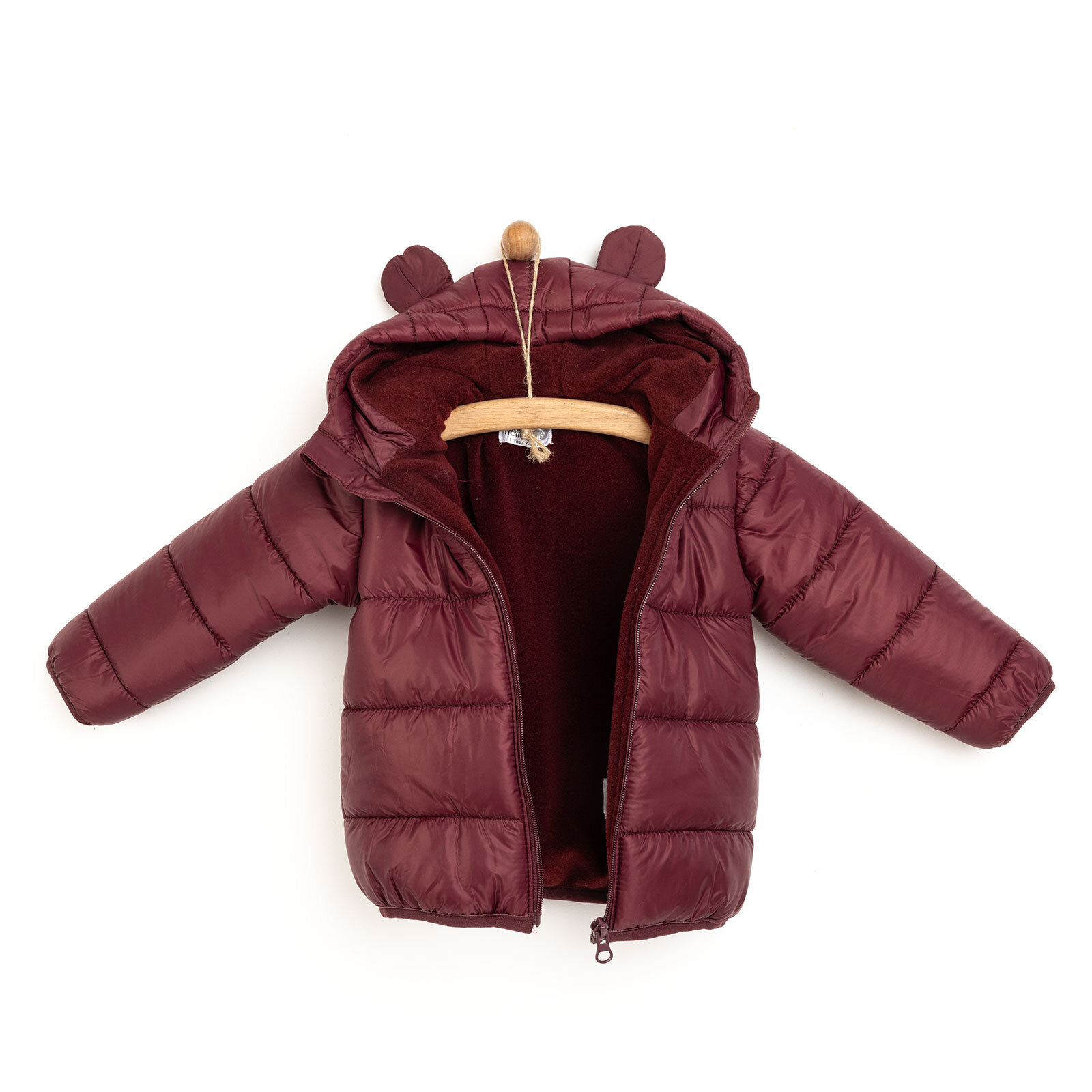 Basic Kapüşonlu Kulaklı Mont Kız Bebek