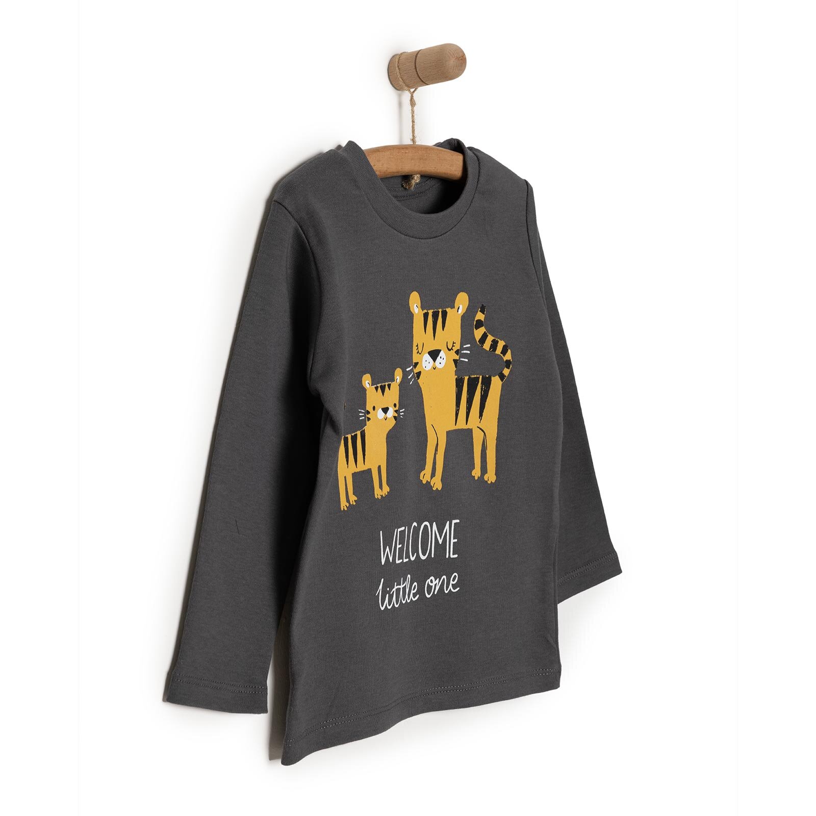 Basic Kedi Desenli İnterlok Uzun kol Tshirt Erkek Bebek Basic Kedi Desenli İnterlok Uzun kol Tshirt Erkek Bebek