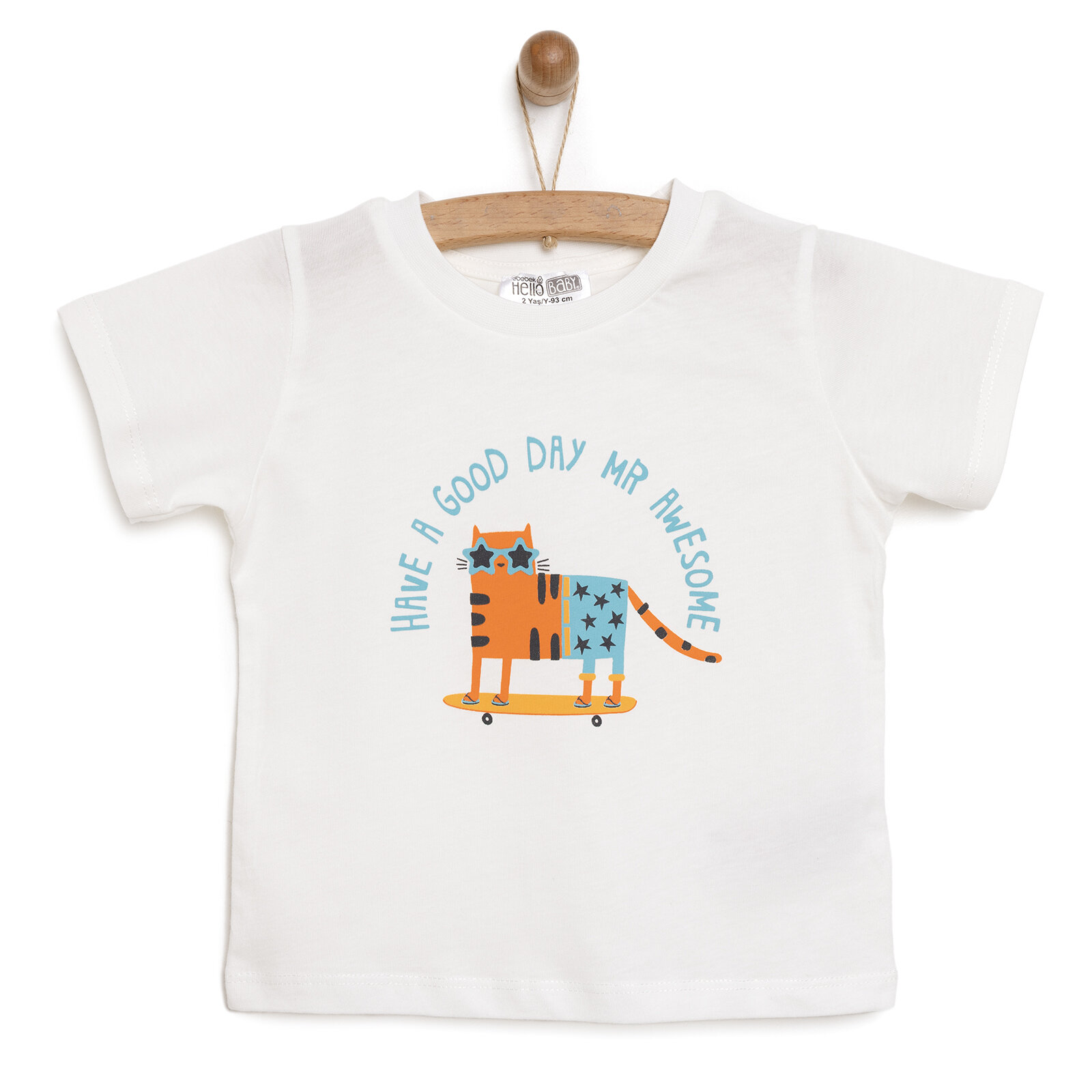 Basic Kedi Desenli Tshirt Erkek Bebek