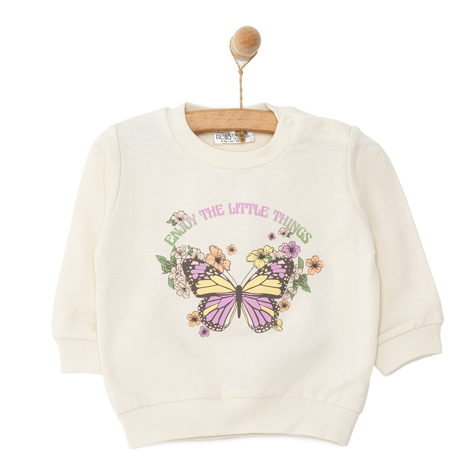 Basic Kelebek Desenli Sweatshirt Kız Bebek