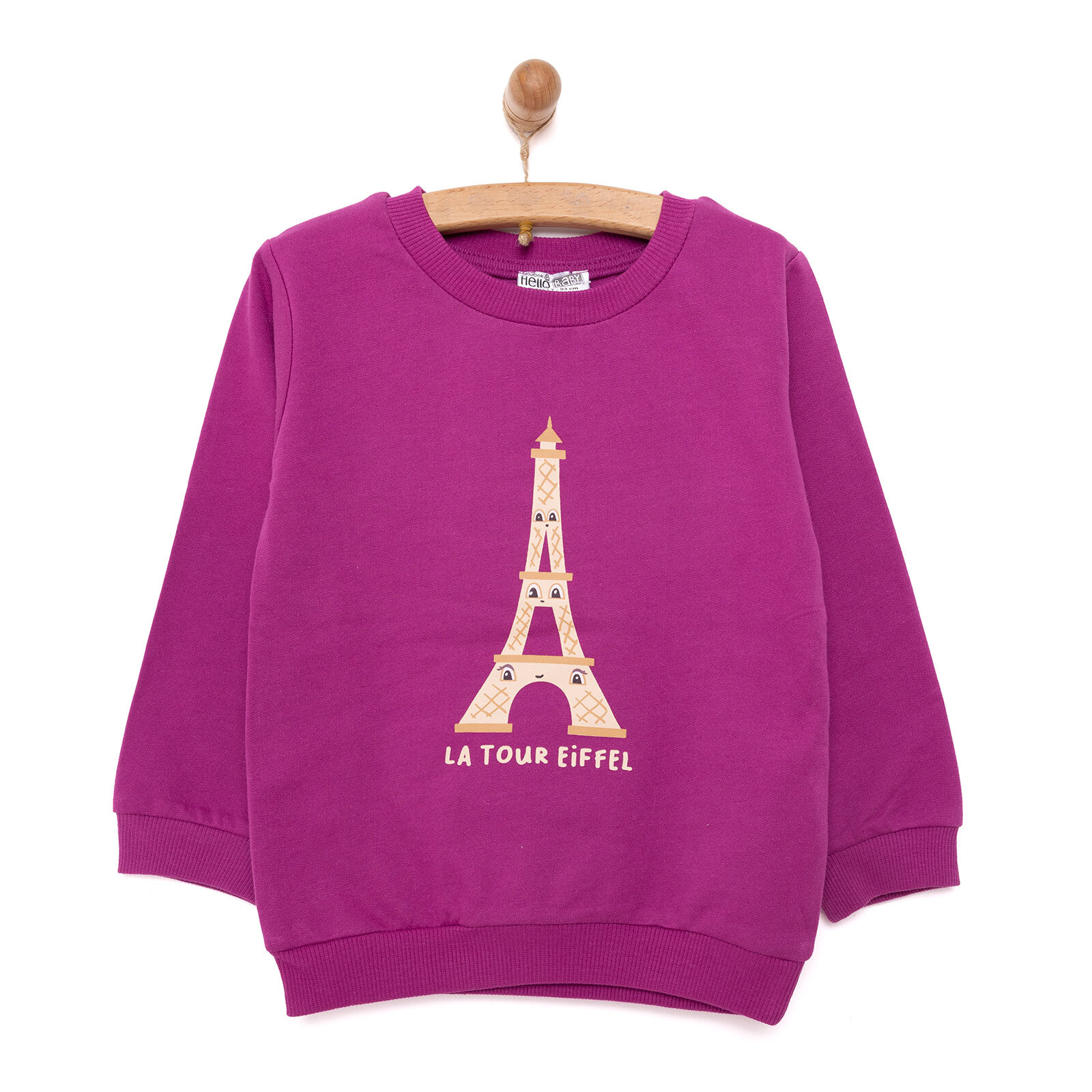 Basic Kız Az Şardonlu Eiffel Kulesi Baskılı Sweatshirt Kız Bebek