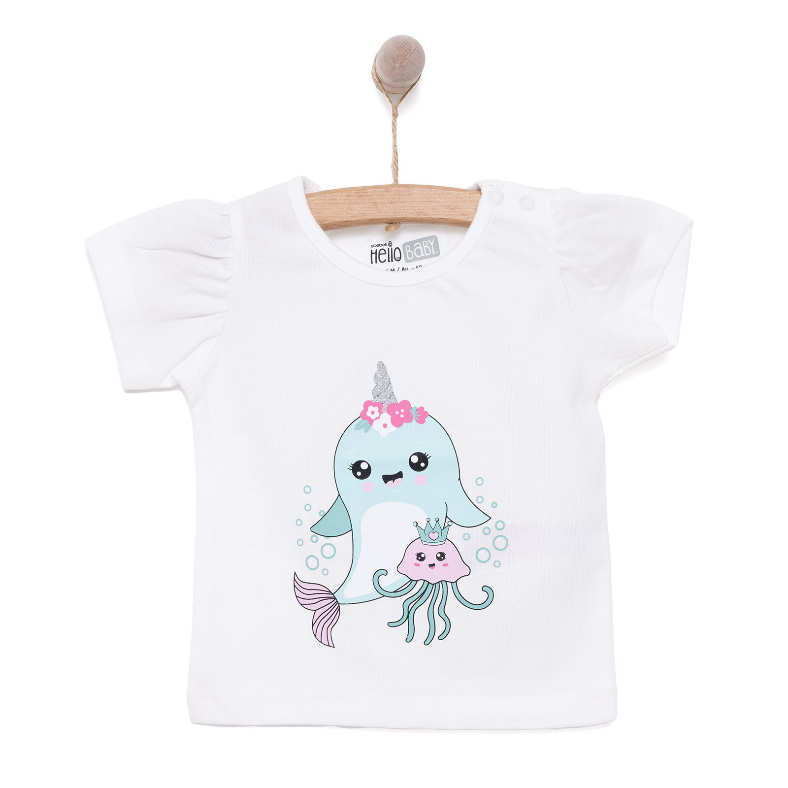 Basic Kız Balina Baskılı T-Shirt Kız Bebek Basic Kız Balina Baskılı T-Shirt Kız Bebek