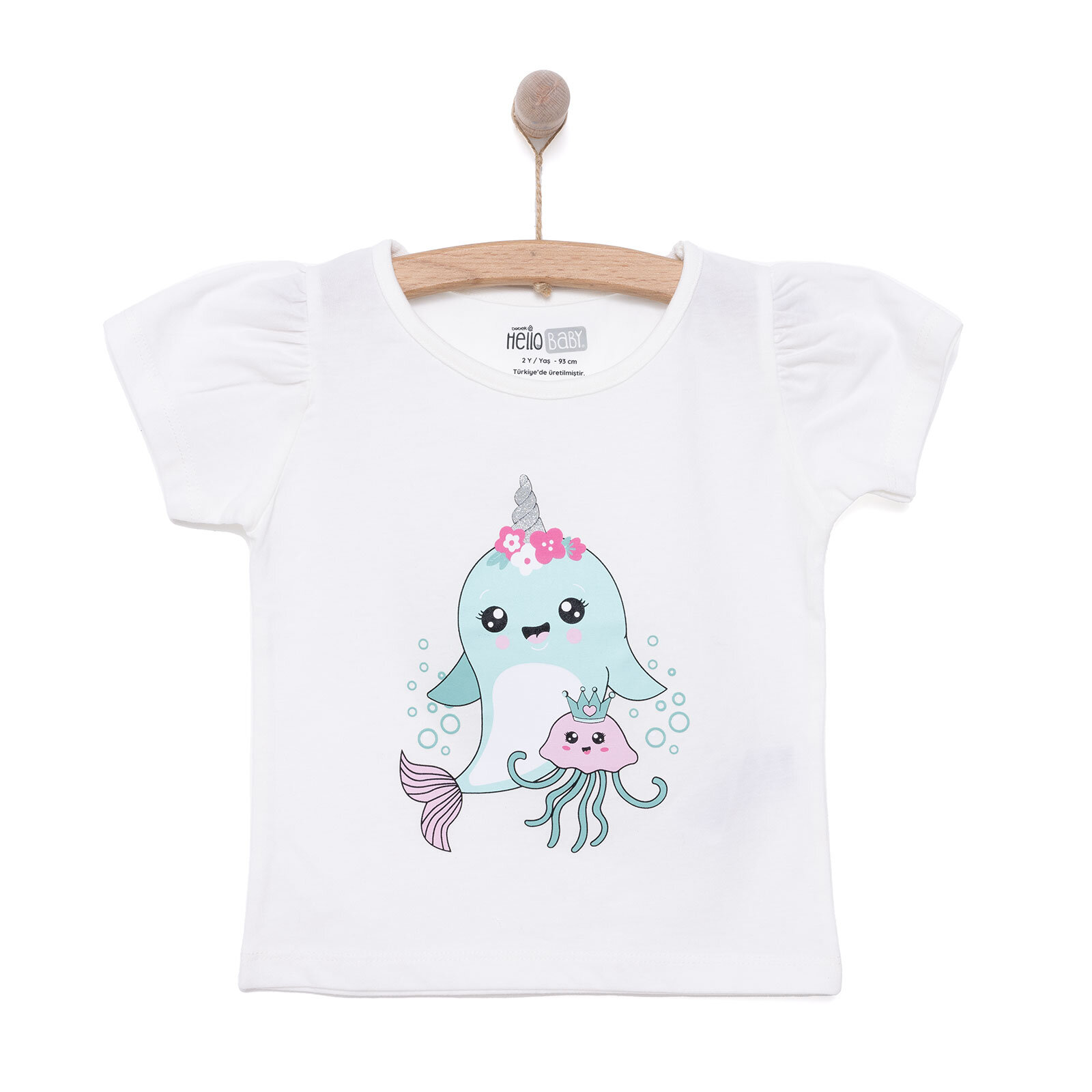 Basic Kız Balina Baskılı T-Shirt Kız Bebek Basic Kız Balina Baskılı T-Shirt Kız Bebek