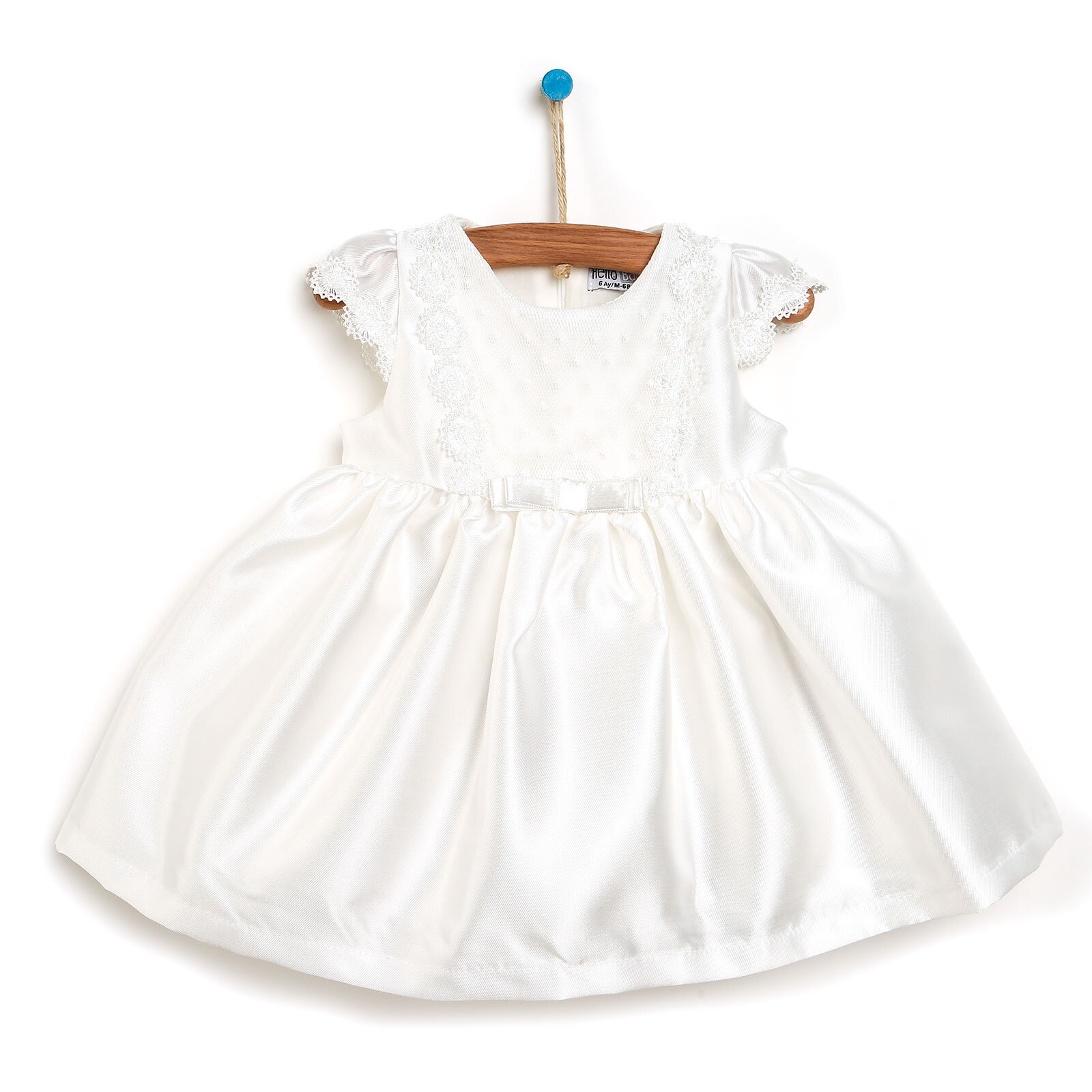 Basic Kız Bebek Dantel Detaylı Beyaz Abiye Elbise Kız Bebek