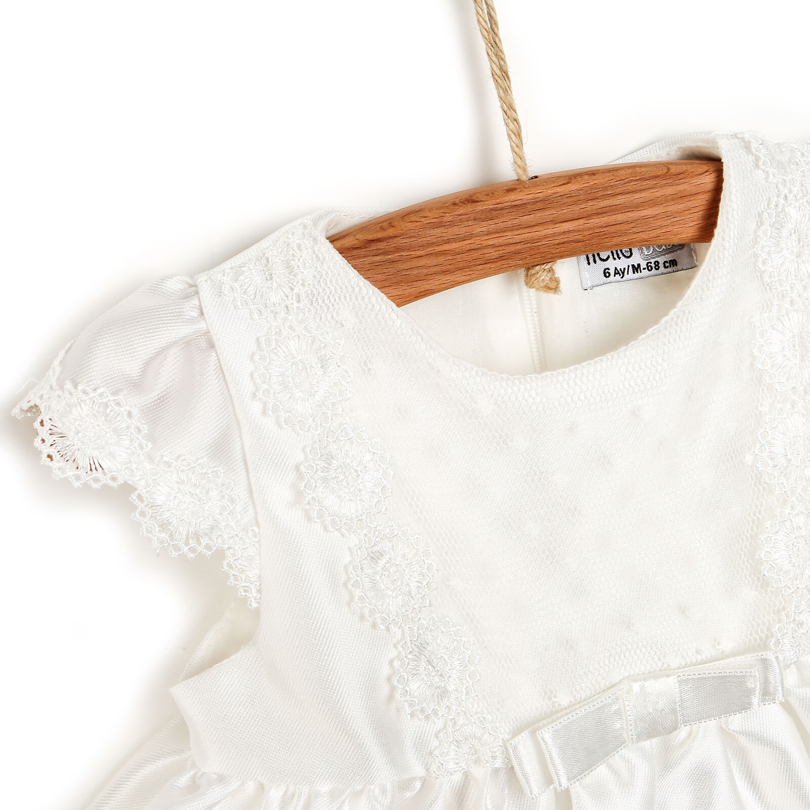 Basic Kız Bebek Dantel Detaylı Beyaz Abiye Elbise Kız Bebek