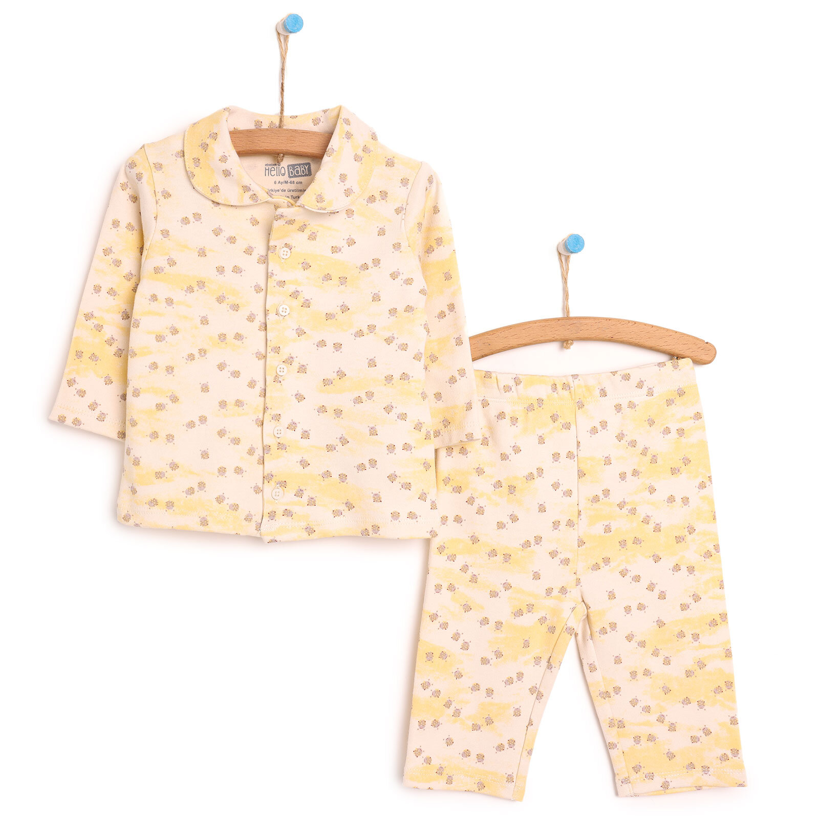 Basic Kız Bebek Gömlek Yaka Pijama Takımı
