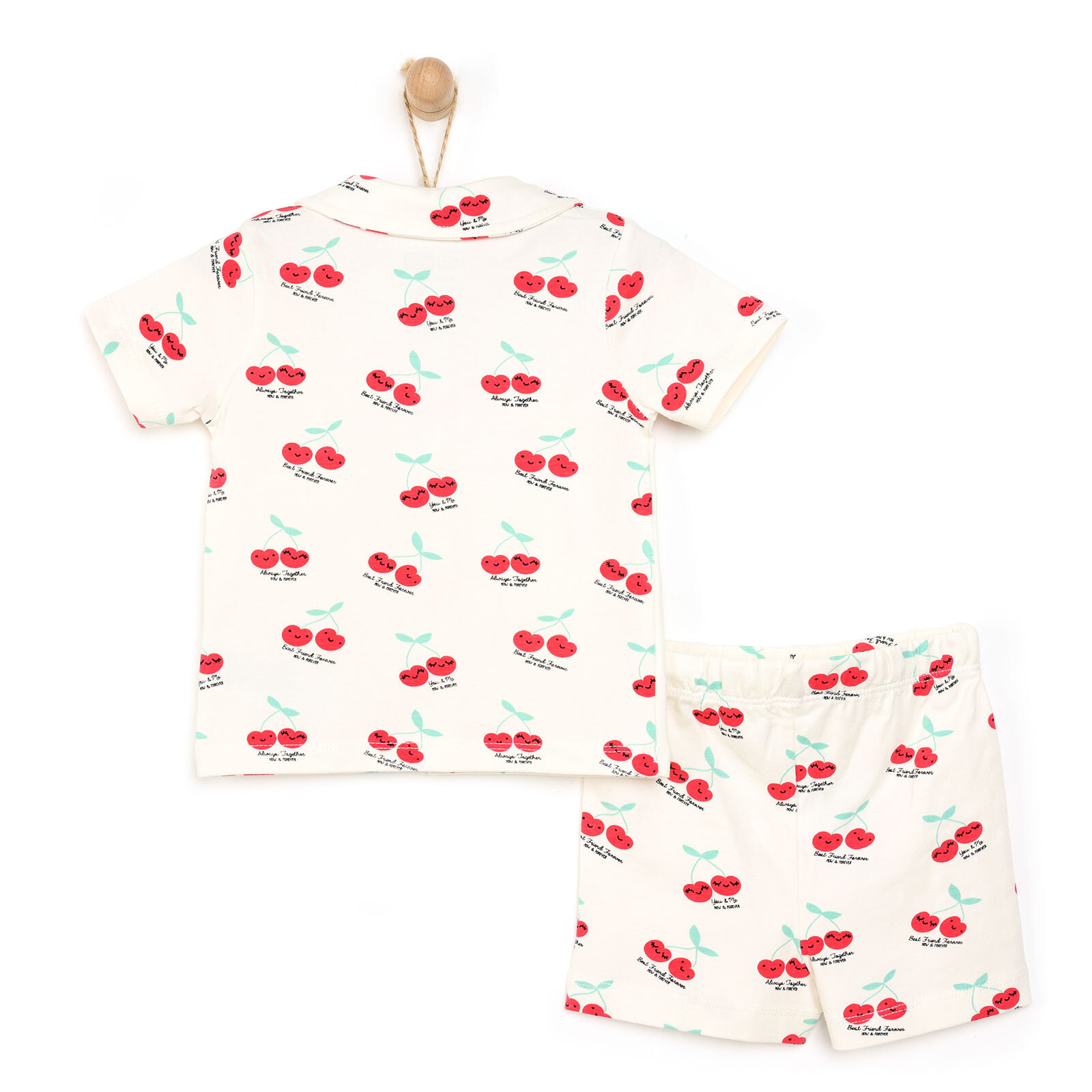 Kısa Kol Kısa Paça Gömlek Yaka Pijama Takımı Kız Bebek