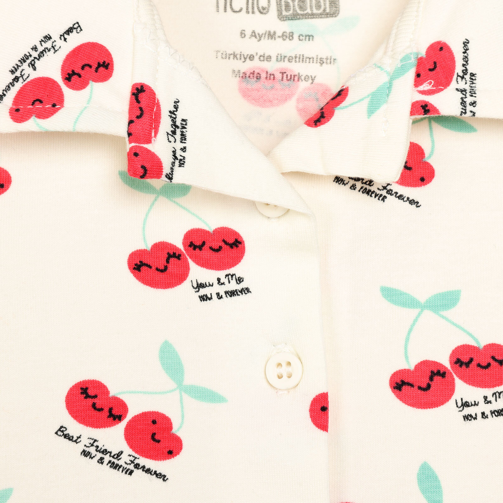 Kısa Kol Kısa Paça Gömlek Yaka Pijama Takımı Kız Bebek