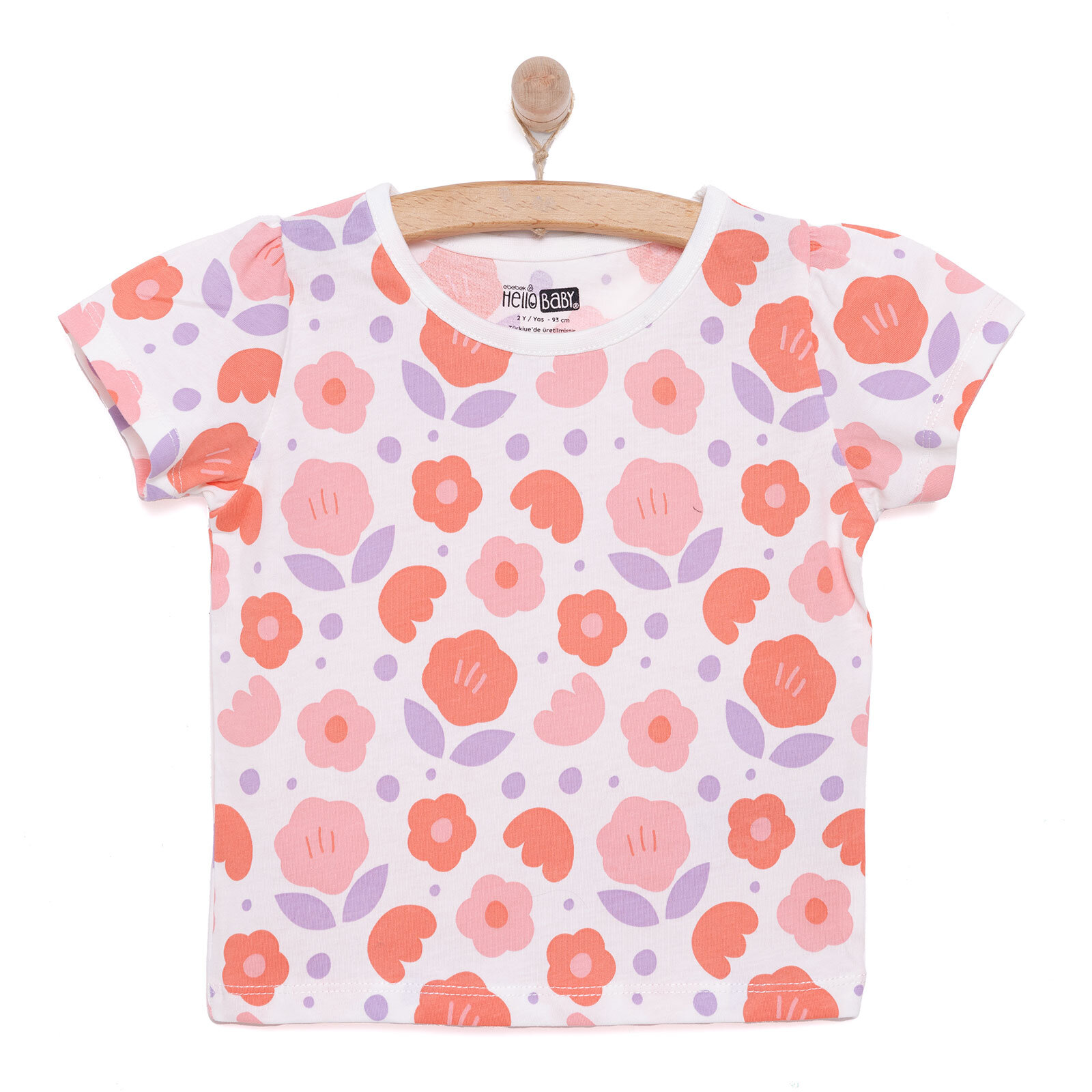 Basic Kız Çiçek Desenli T-Shirt Kız Bebek