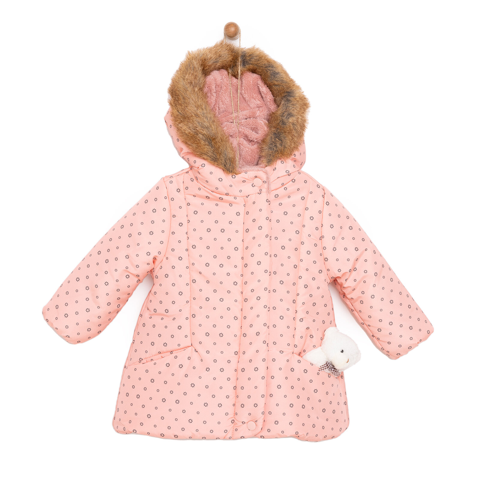 Basic Kız Çiçek Metraj Baskılı Mont Kız Bebek