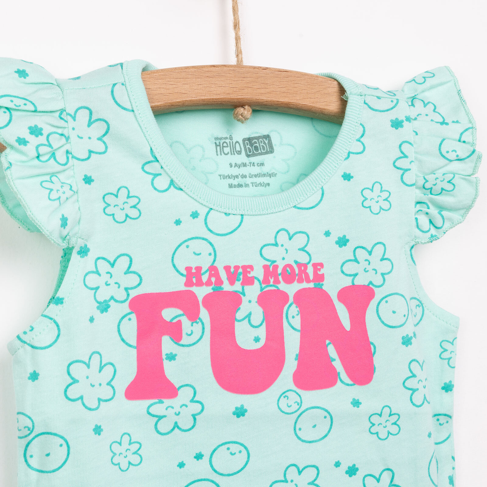 Basic Kız Çiçek ve Gülen Yüz Desenli Atlet T-shirt Kız Bebek Basic Kız Çiçek ve Gülen Yüz Desenli Atlet T-shirt Kız Bebek