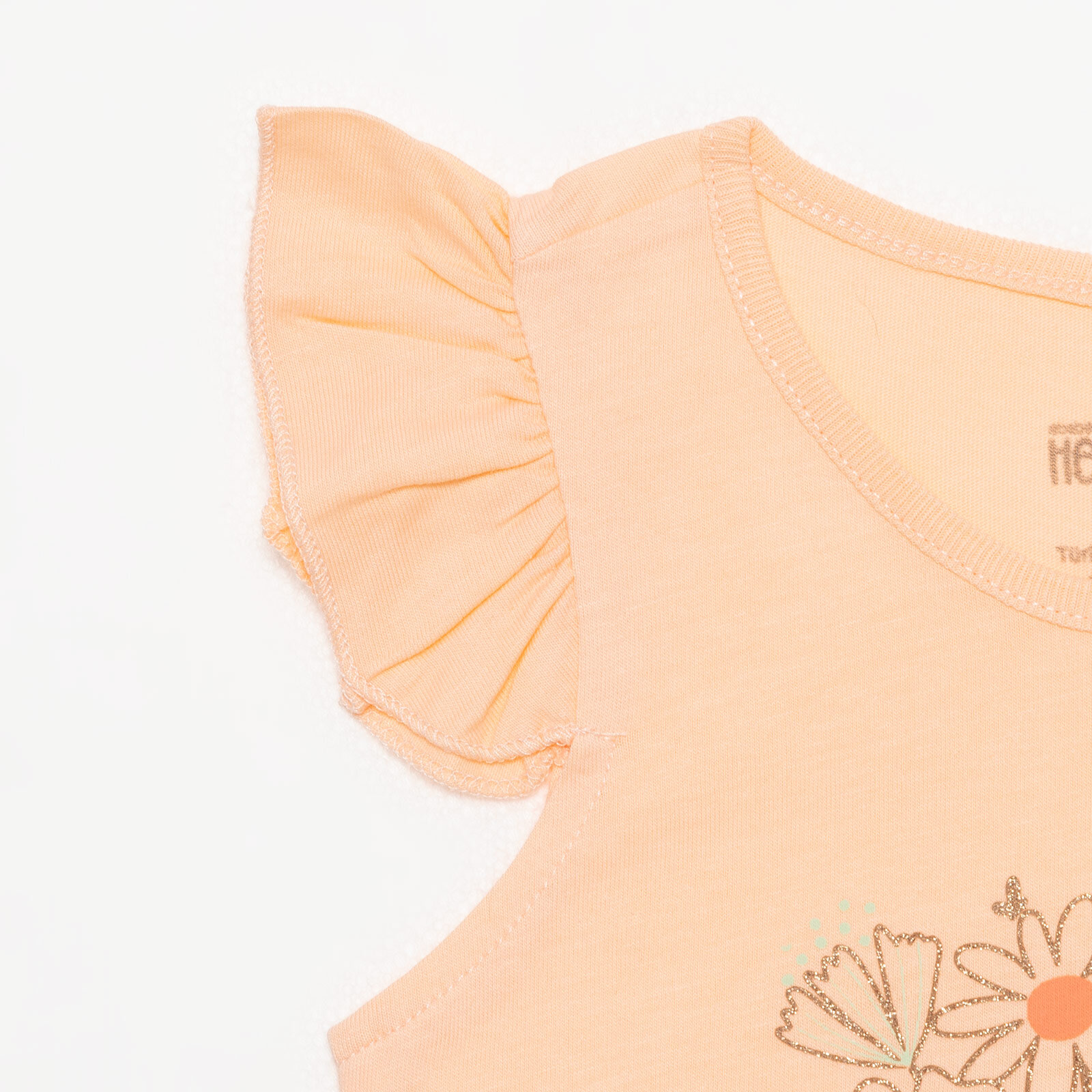 Basic Kız Çiçek ve Kedi Baskılı Atlet T-shirt Kız Bebek