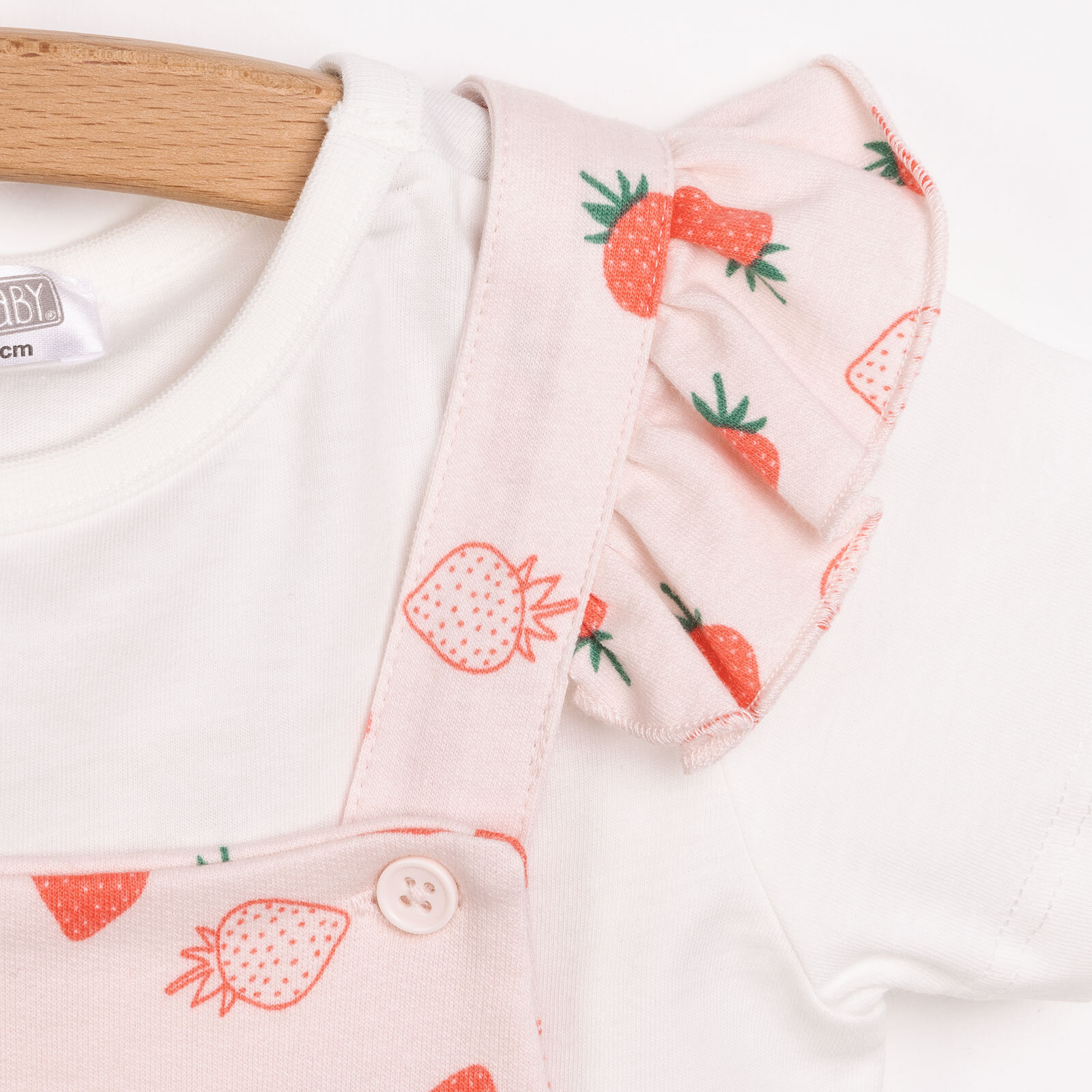 Basic Kız Çilek Desenli Şort Salopet-Tshirt Kız Bebek