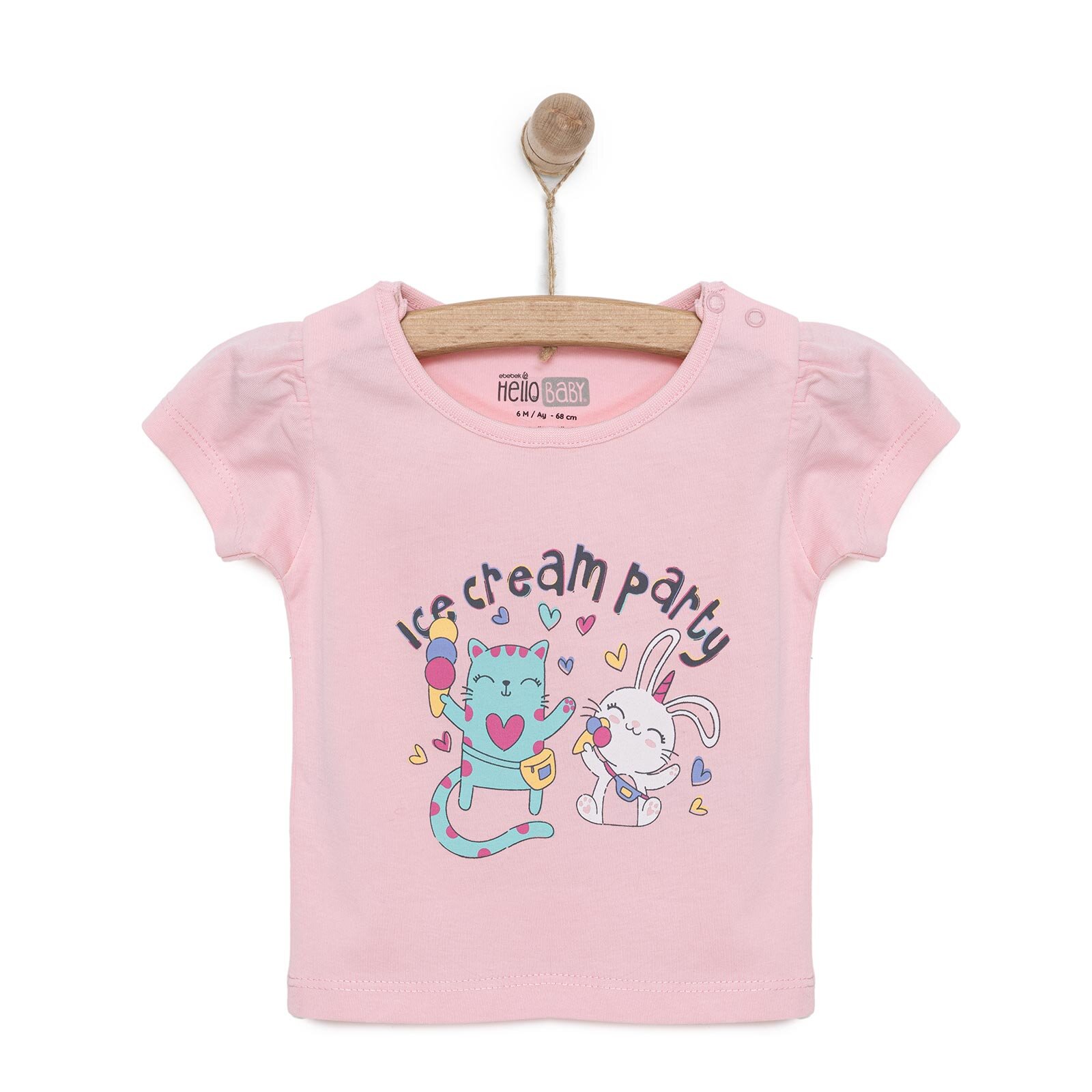 Basic Kız Dondurma Partisi Baskılı T-Shirt Kız Bebek