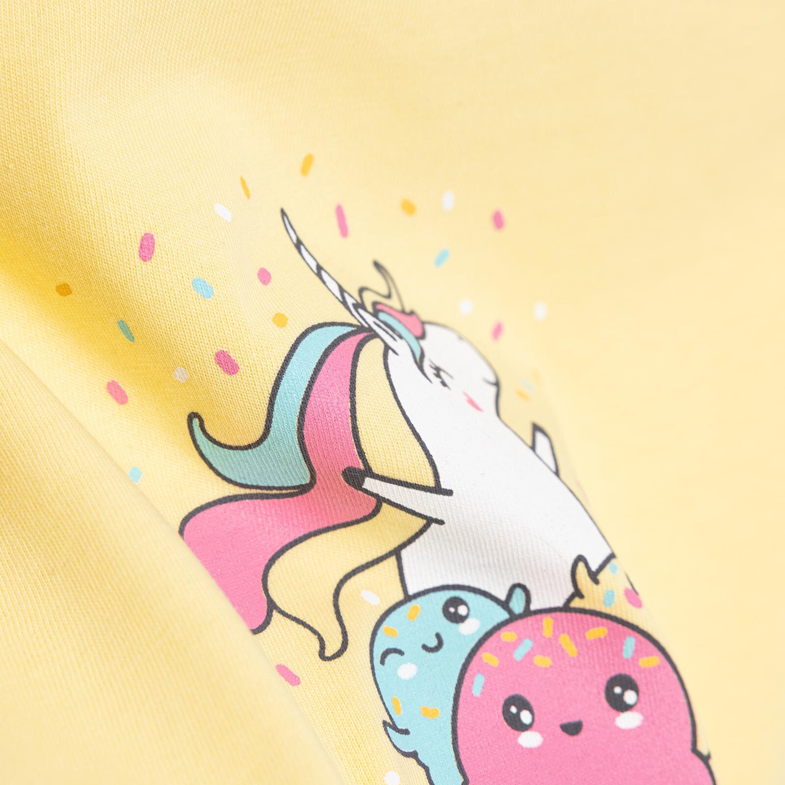 Basic Kız Dondurma Unicorn Baskılı T-Shirt Kız Bebek