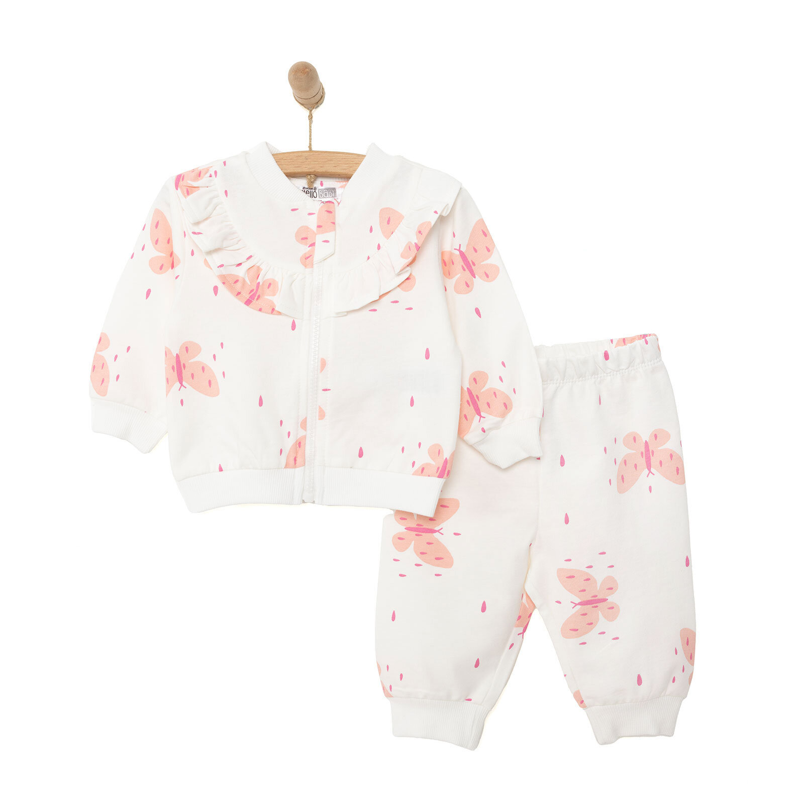 Basic Kız Fermuarlı Kelebek Desenli Eşofman Takımı Kız Bebek Basic Kız Fermuarlı Kelebek Desenli Eşofman Takımı Kız Bebek