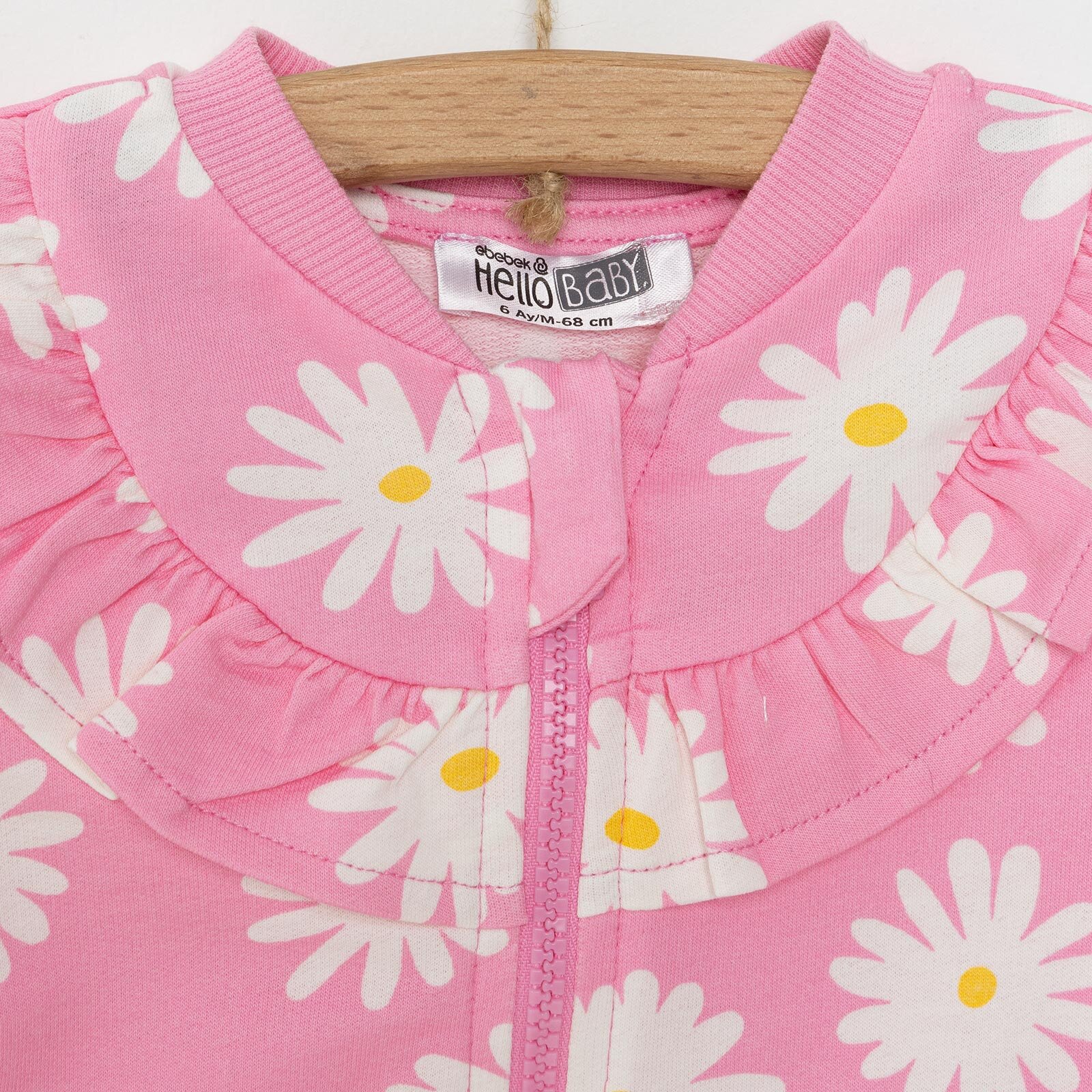 Basic Kız Fermuarlı Papatya Desenli Eşofman Takımı Kız Bebek