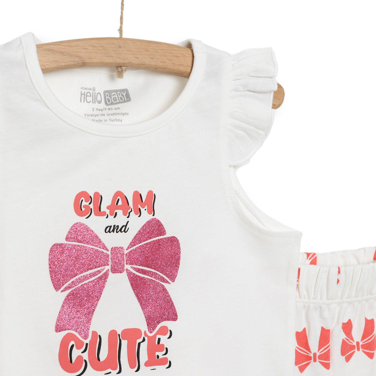 Basic Kız Fiyonk Baskılı Atlet-Şort Kız Bebek