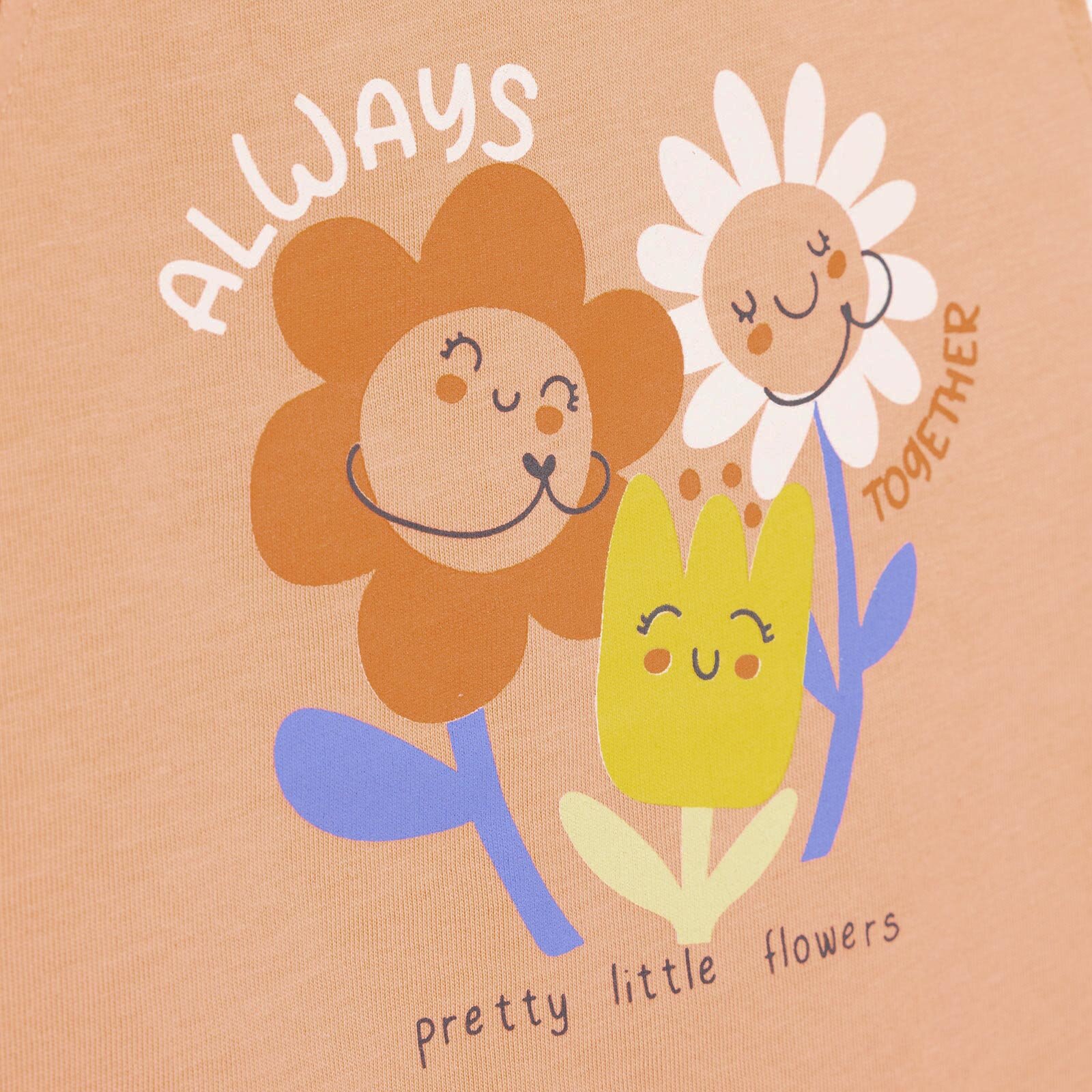 Basic Kız Gülen Çiçek Baskılı Atlet T-shirt Kız Bebek