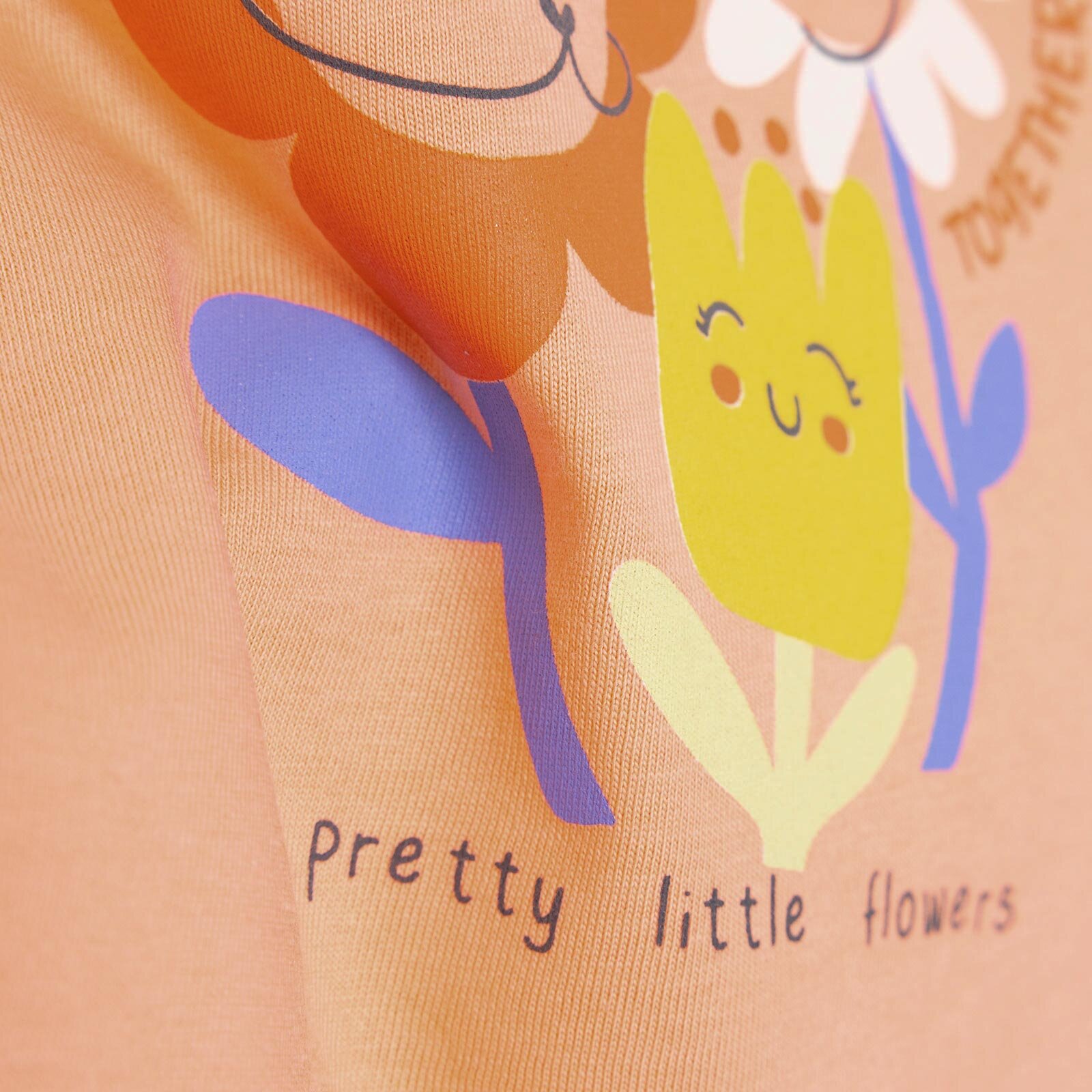 Basic Kız Gülen Çiçek Baskılı Atlet T-shirt Kız Bebek