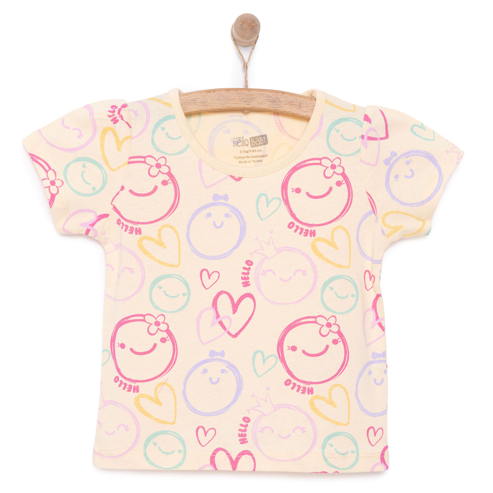 Basic Kız Gülen Yüz Desenli T-Shirt Kız Bebek