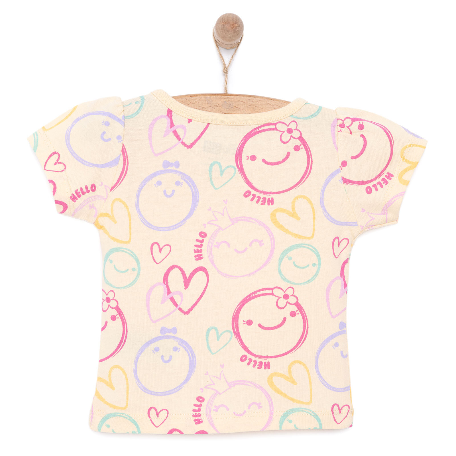 Basic Kız Gülen Yüz Desenli T-Shirt Kız Bebek