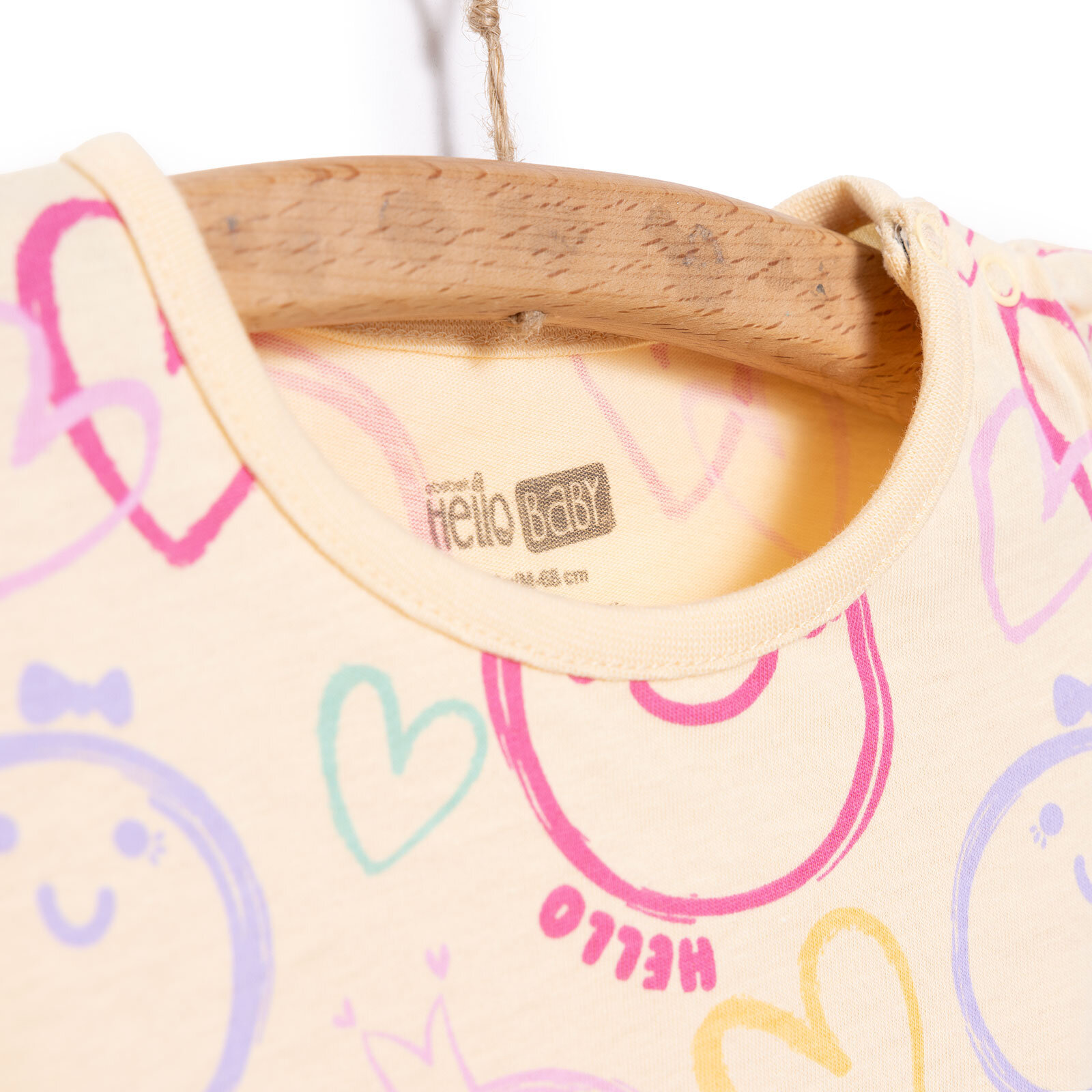 Basic Kız Gülen Yüz Desenli T-Shirt Kız Bebek