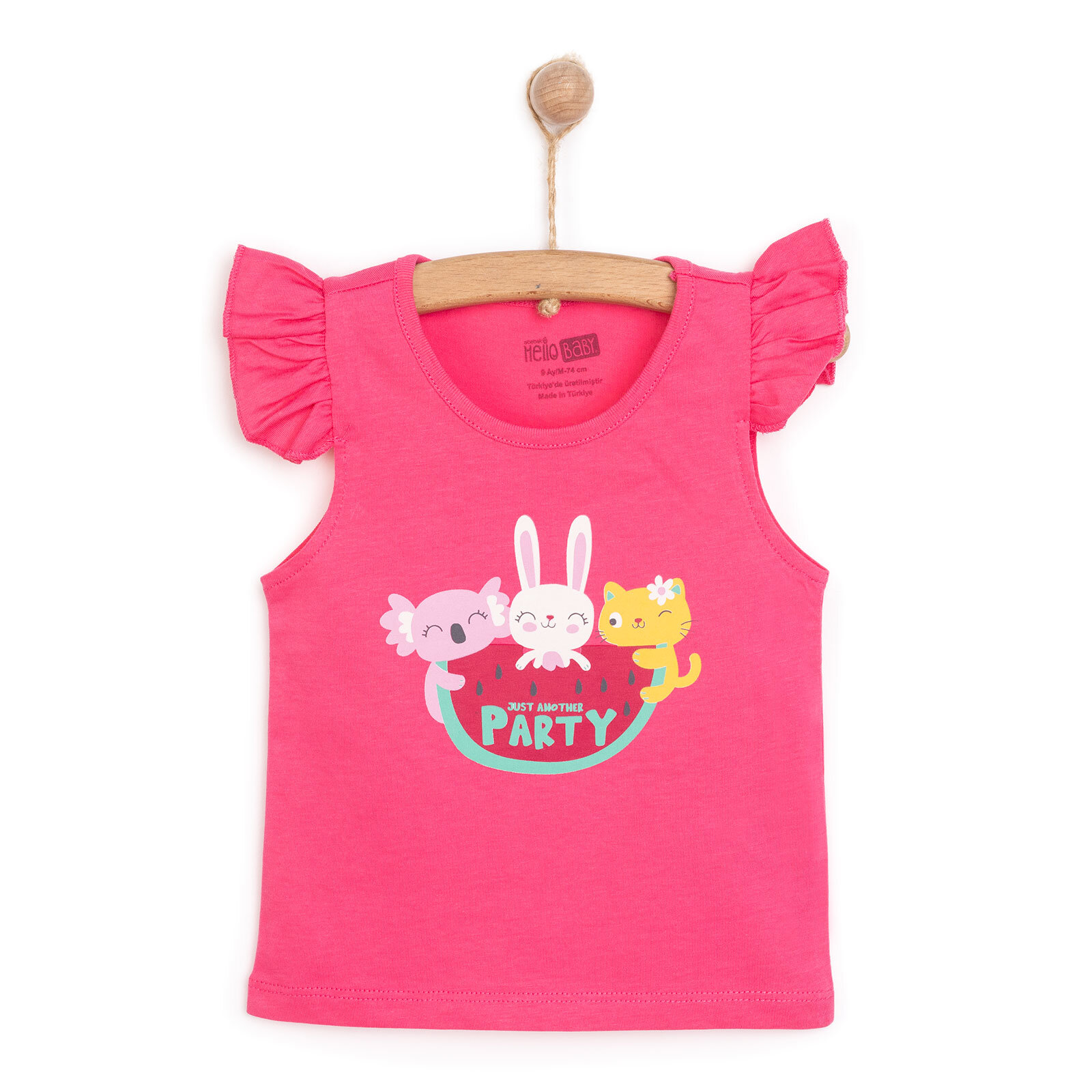 Basic Kız Hayvan Baskılı Atlet T-shirt Kız Bebek