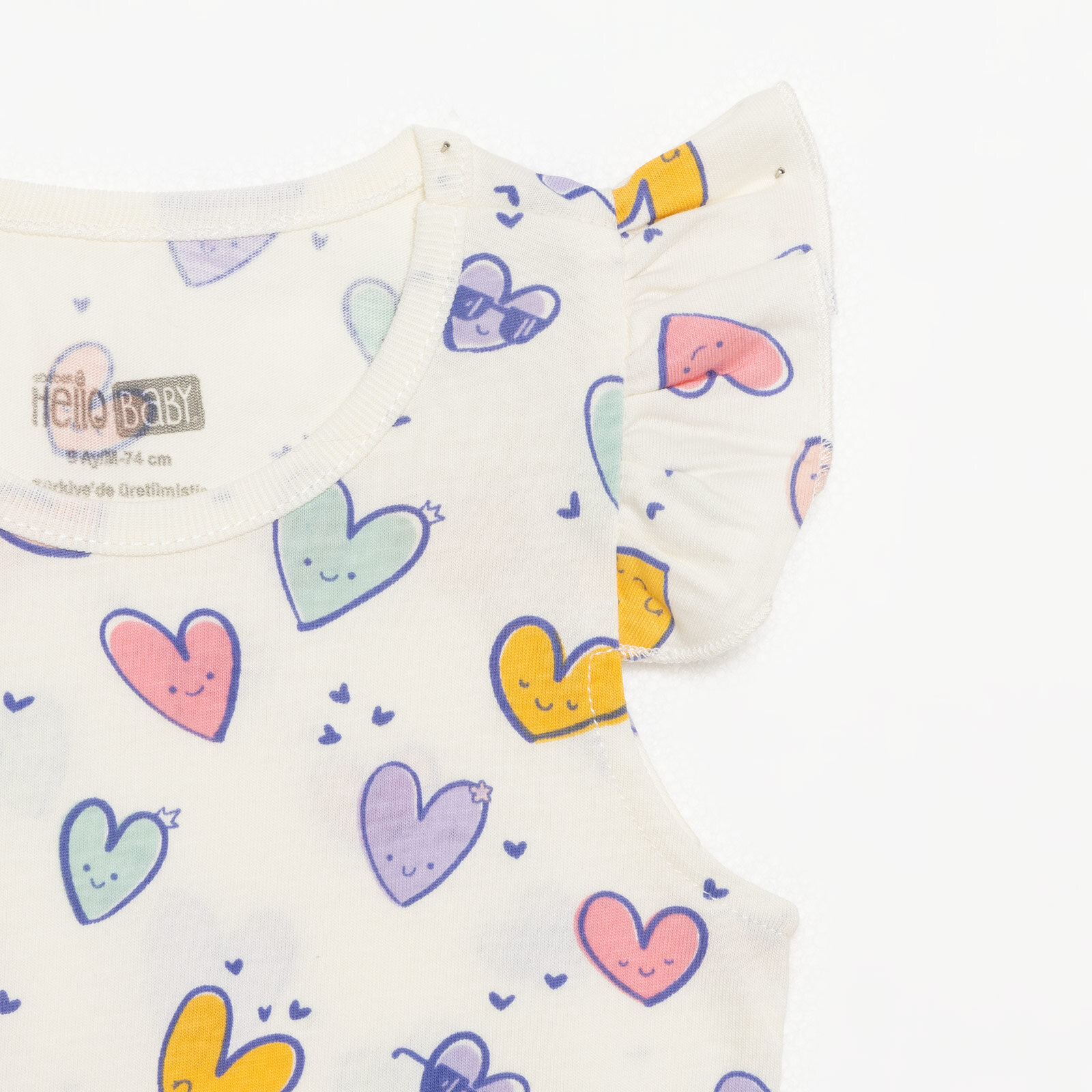 Basic Kız Kalp Desenli Atlet T-shirt Kız Bebek