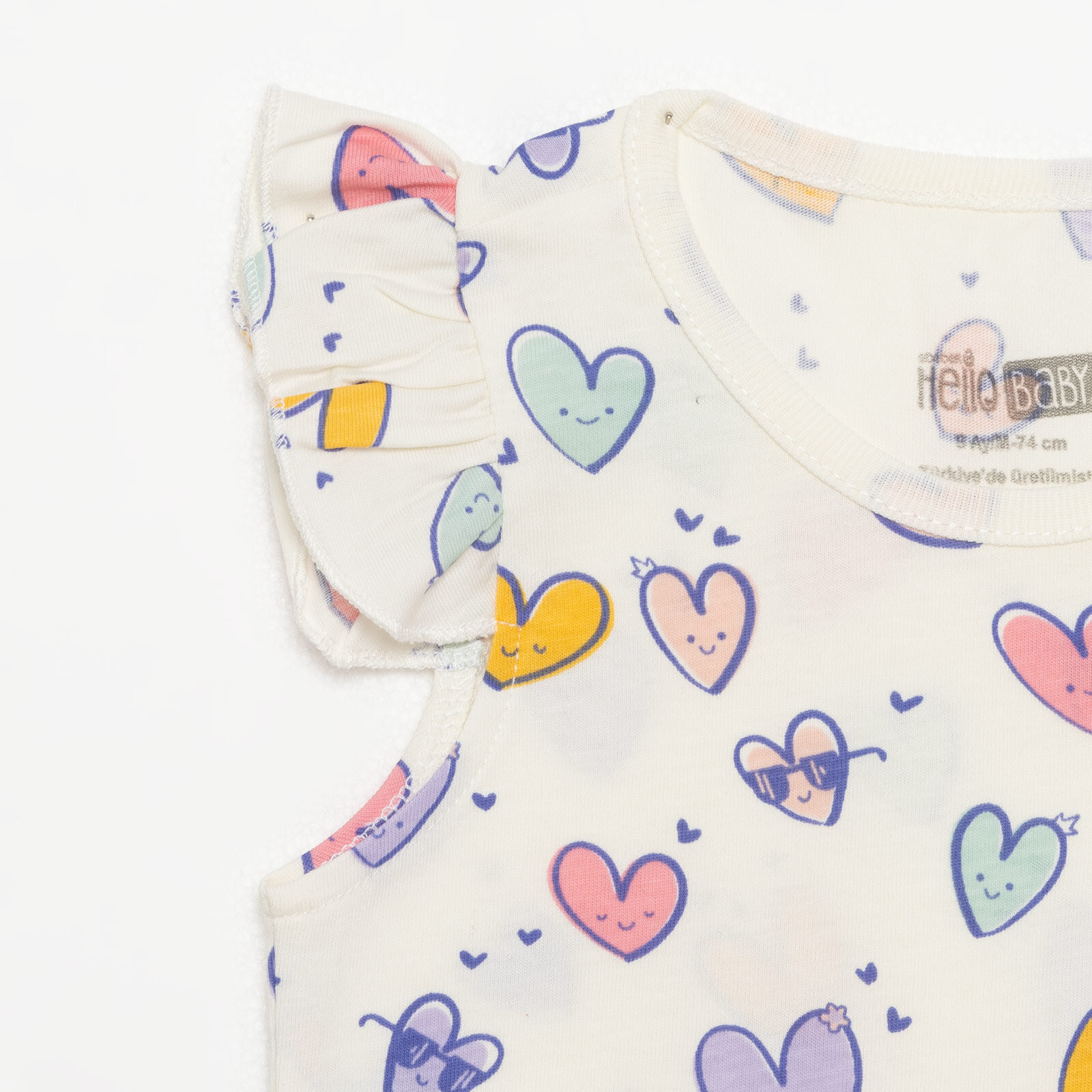 Basic Kız Kalp Desenli Atlet T-shirt Kız Bebek