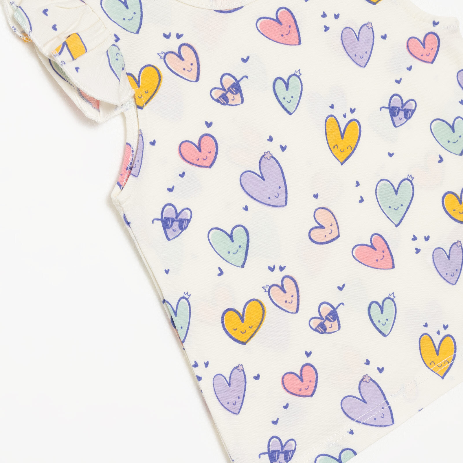 Basic Kız Kalp Desenli Atlet T-shirt Kız Bebek