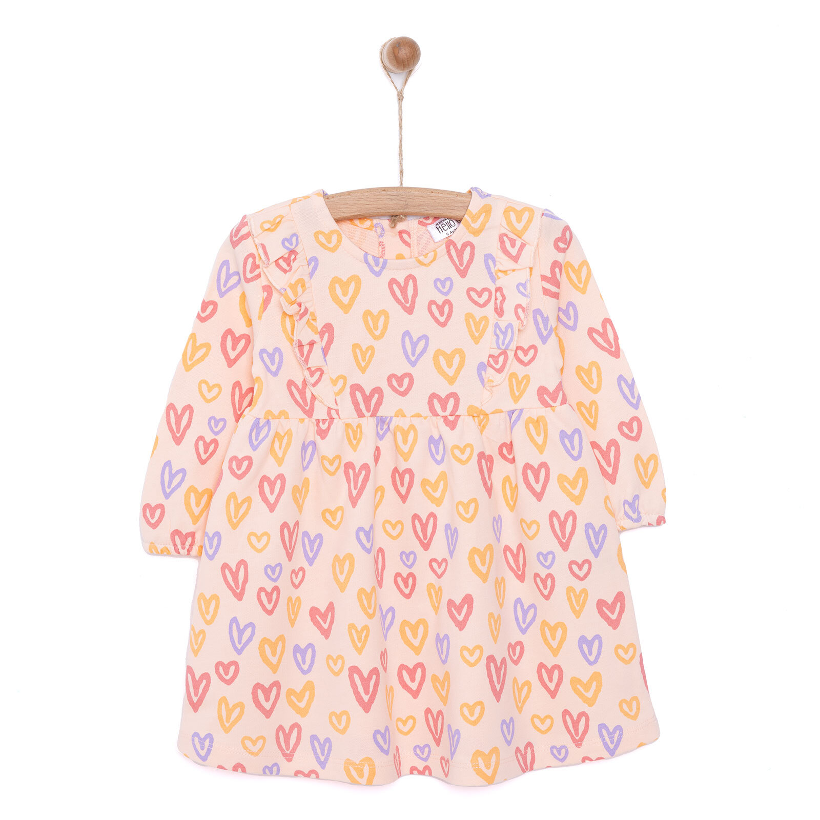 Basic Kız Kalp Desenli Fırfırlı Elbise Kız Bebek Basic Kız Kalp Desenli Fırfırlı Elbise Kız Bebek